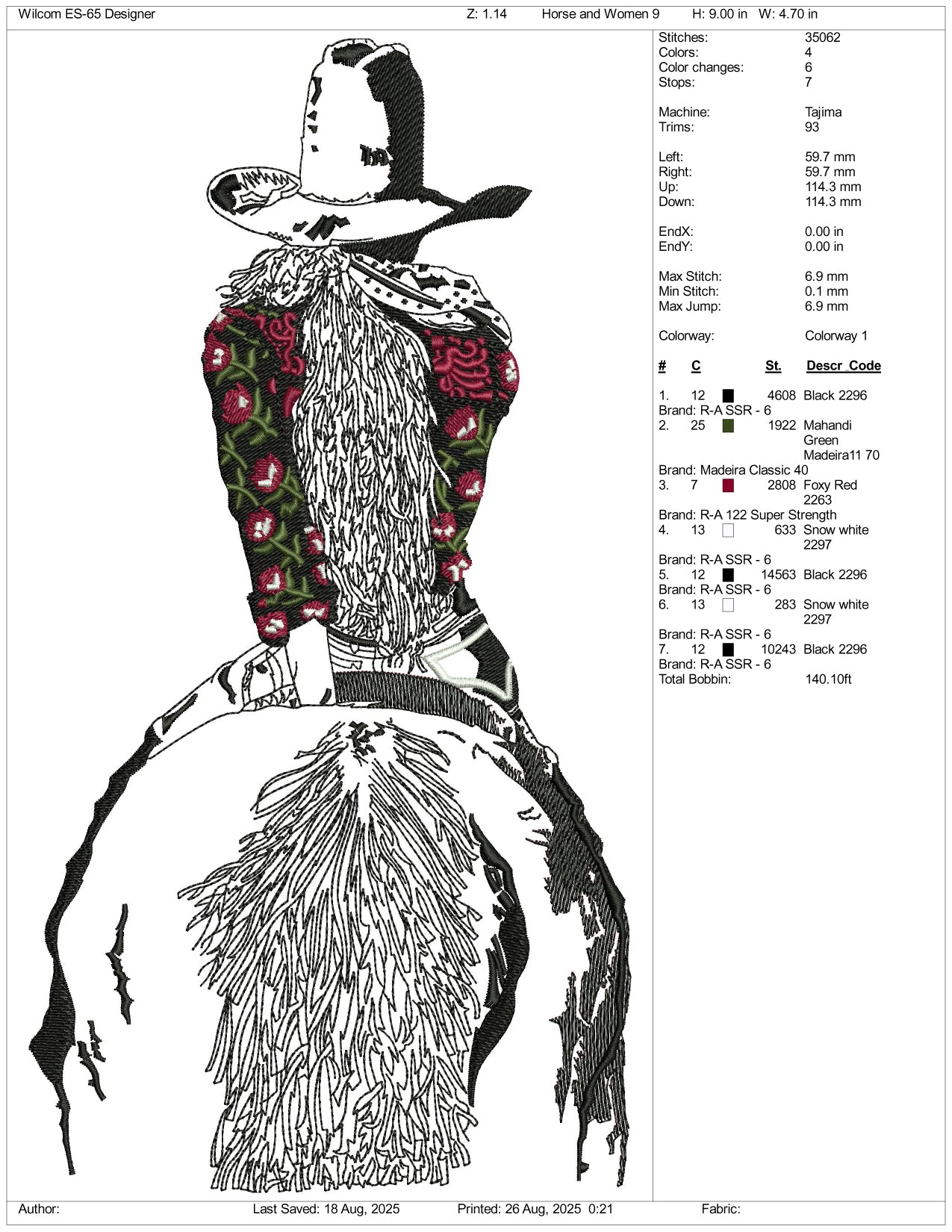 Horse Man Embroidery Files - 3 Size's