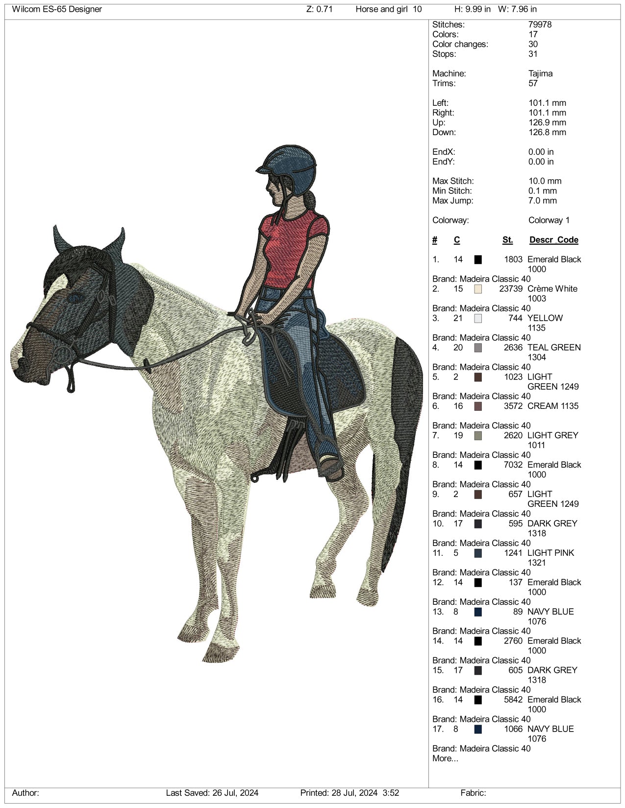 Horse Girl Embroidery Files - 3 Size's