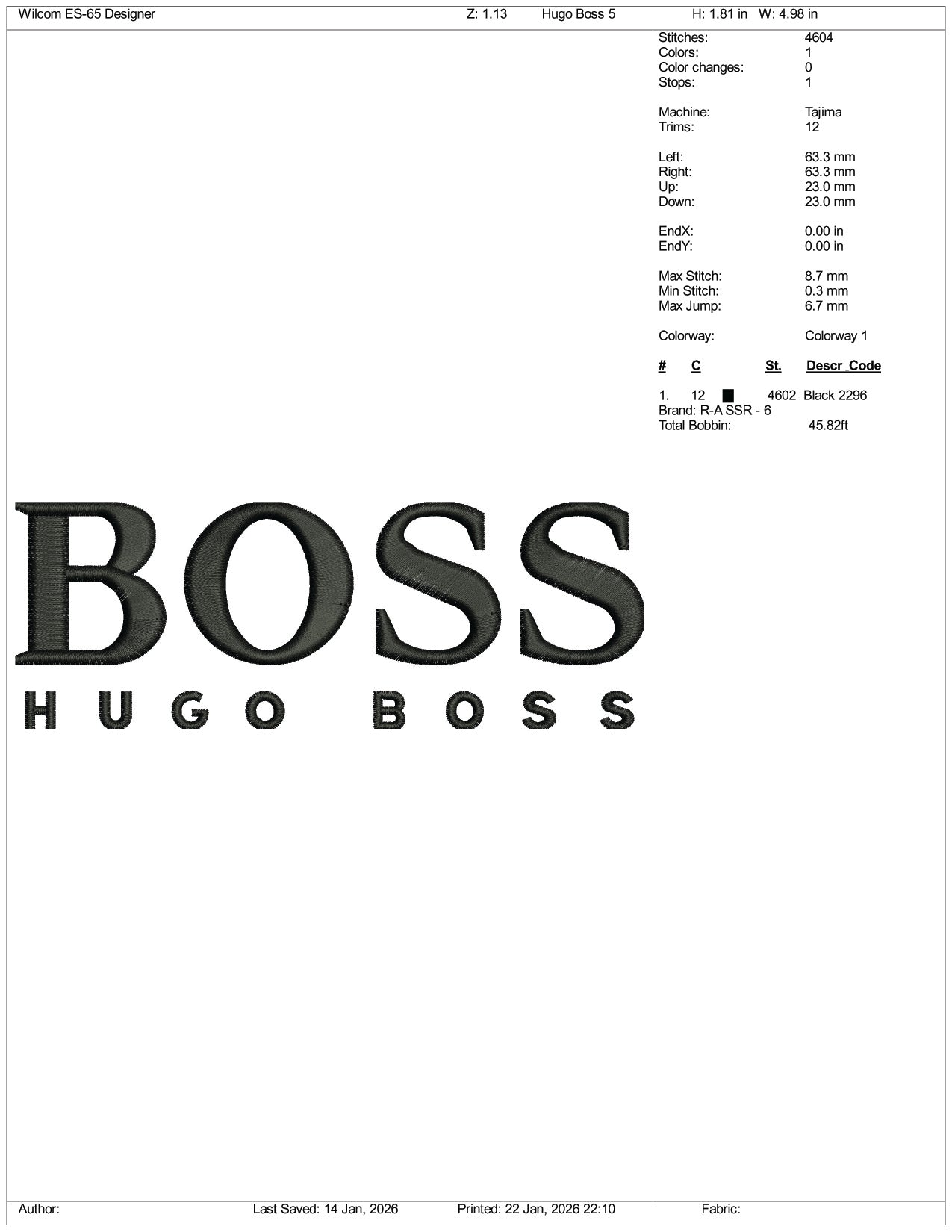 Hugo Boss Logo Embroidery Design Files - 3 Size's