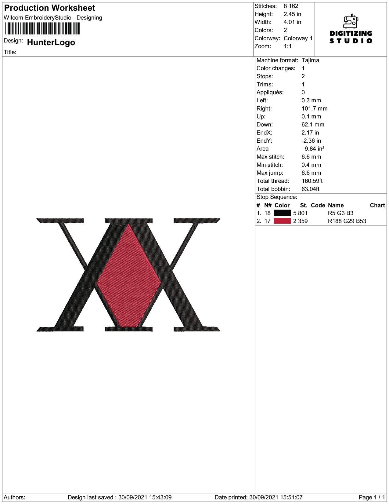 Hunter X Hunter Embroidery Design Files - 5 Size's