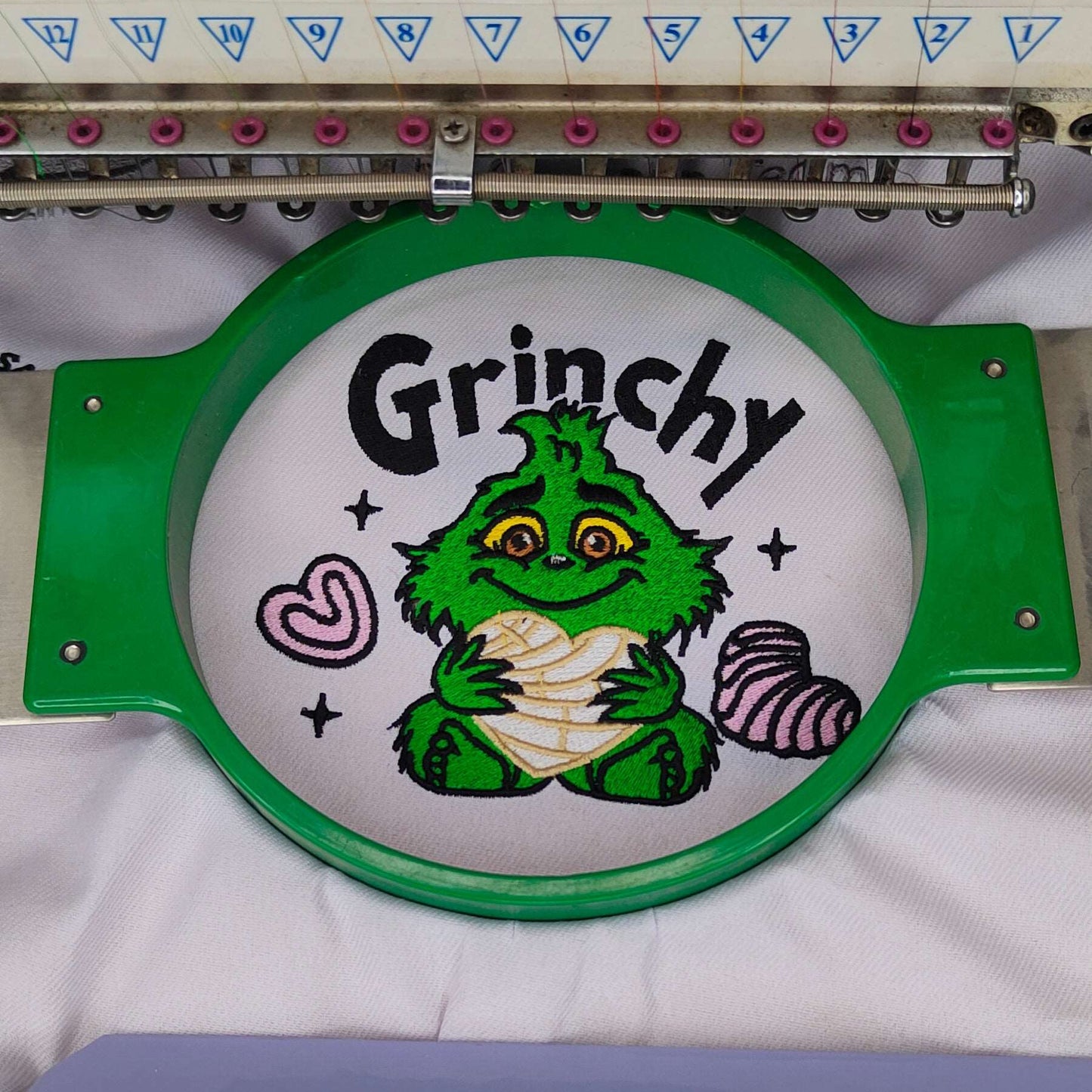 Grinchy Embroidery Design Files - 3 Size's