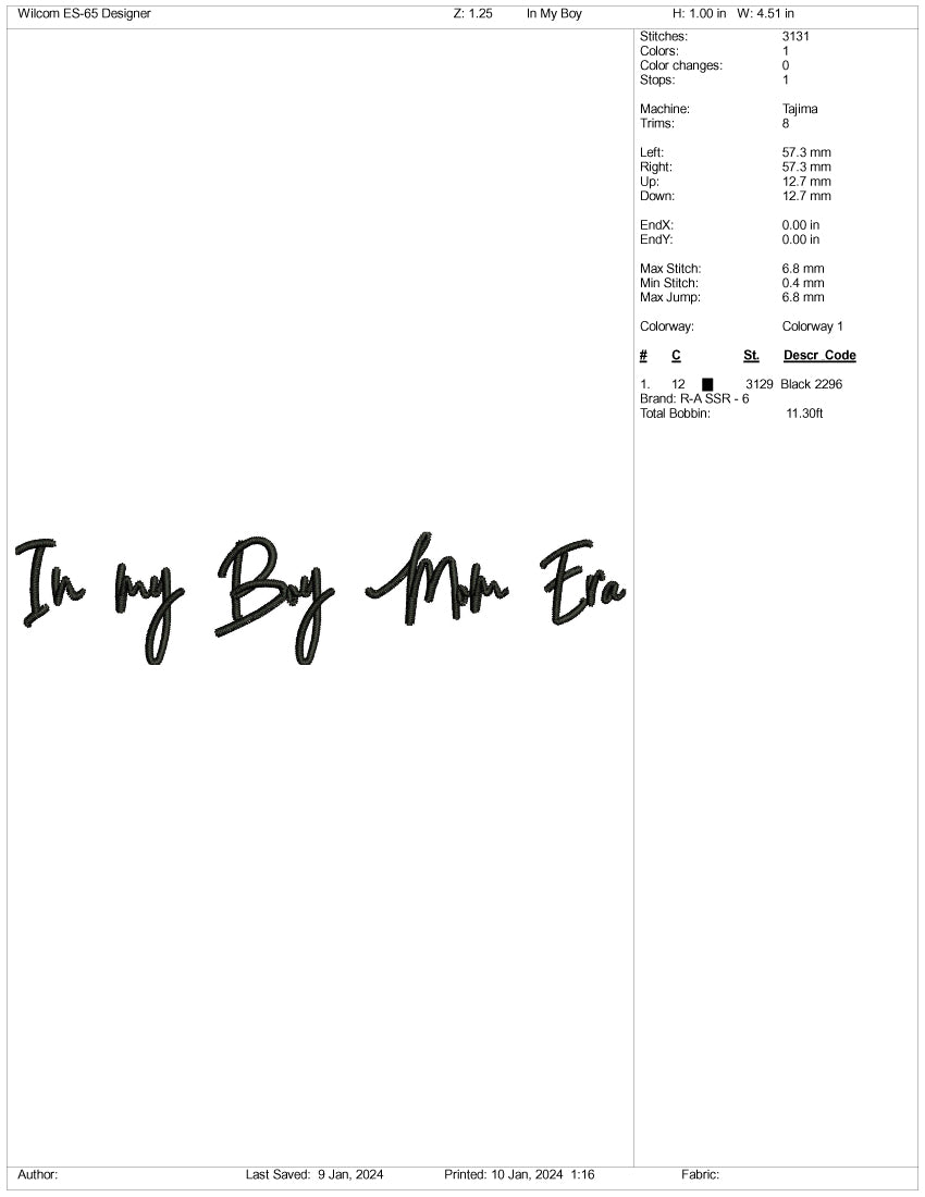Archivos de diseño de bordado de My By My Era - 3 tamaños