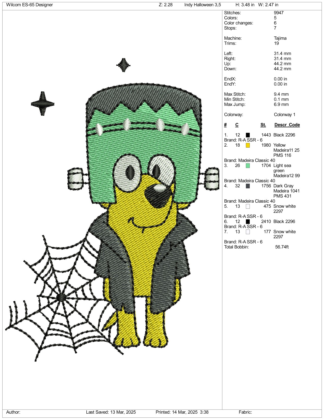 Bingo Ghost Embroidery Files - 3 Size's