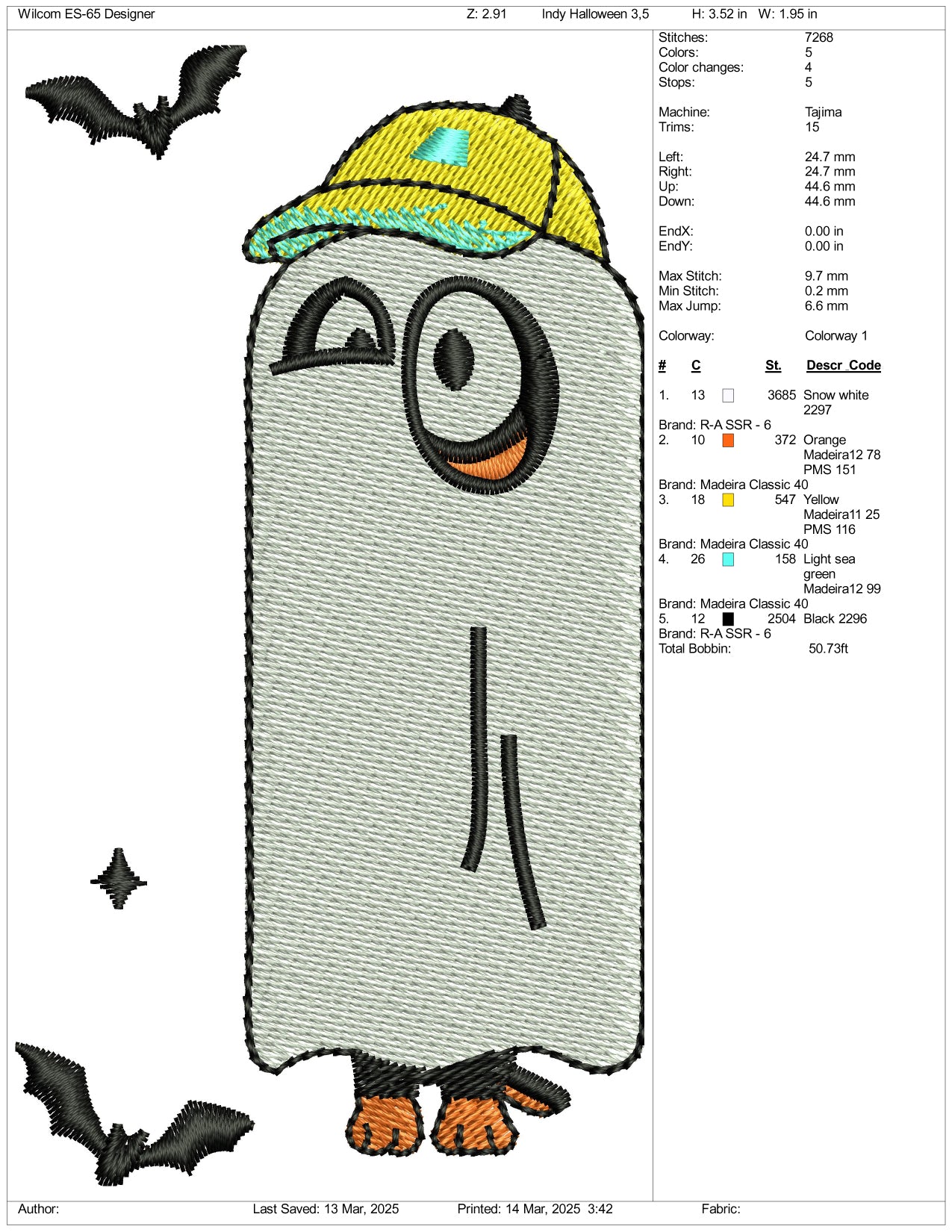 Bingo Ghost v2 Embroidery Files - 3 Size's