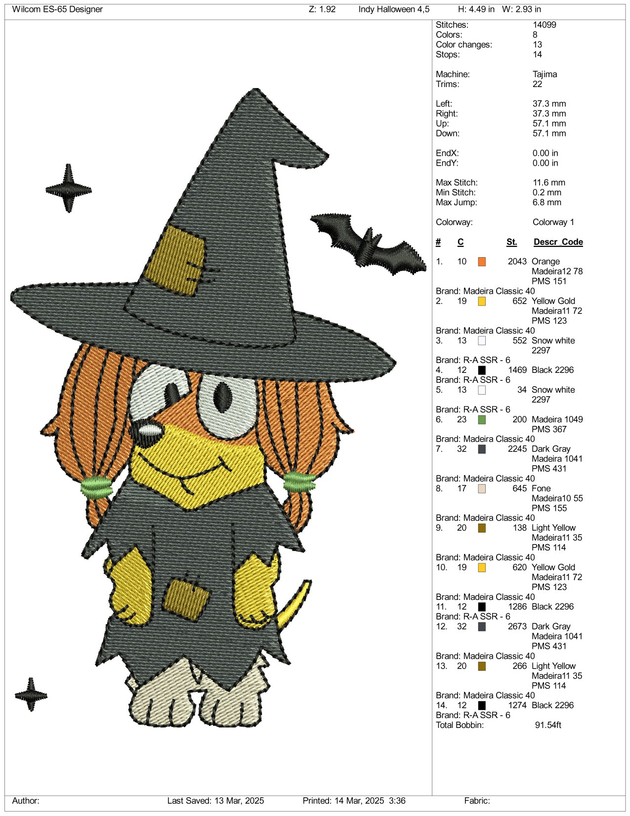 Bingo Witch Embroidery Files - 3 Size's