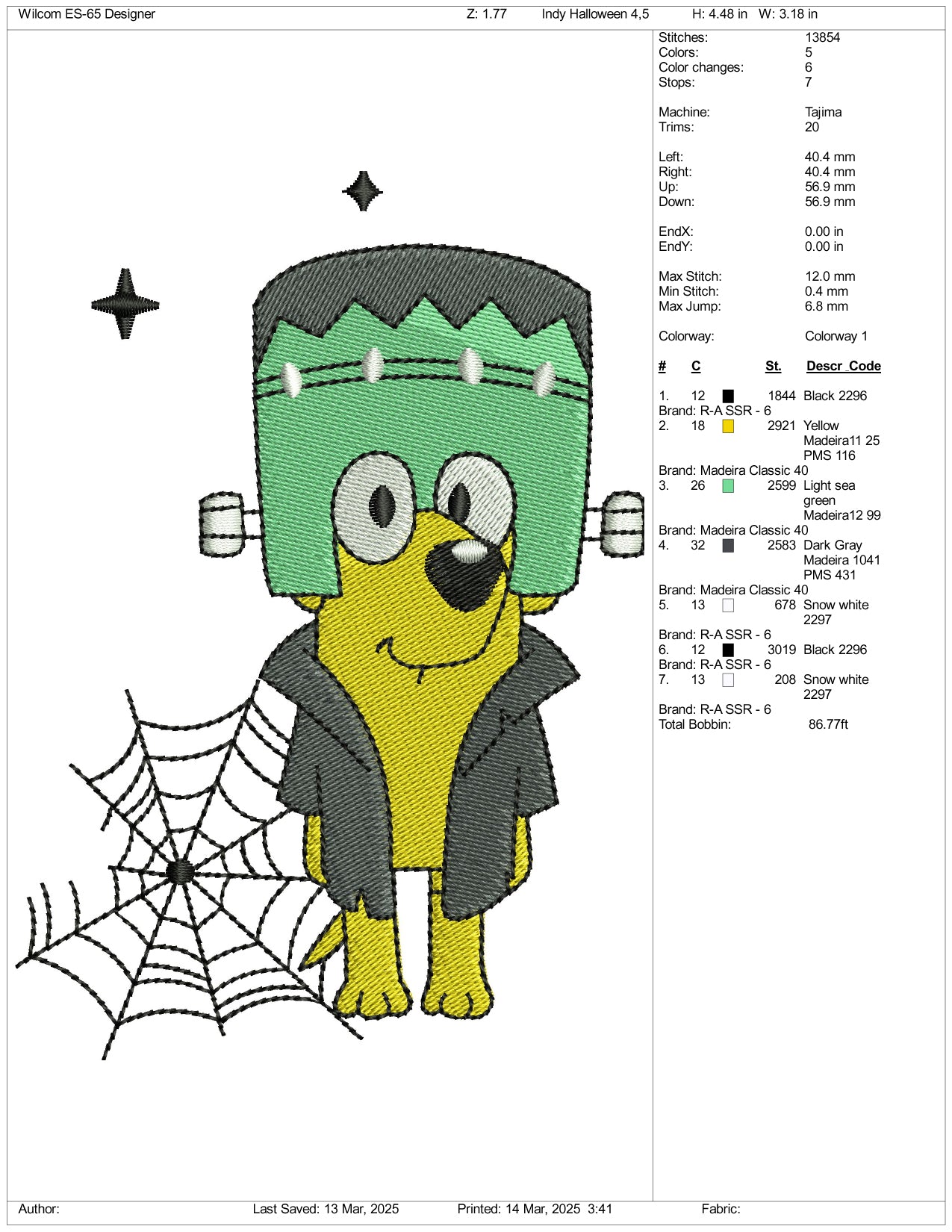 Bingo Ghost Embroidery Files - 3 Size's