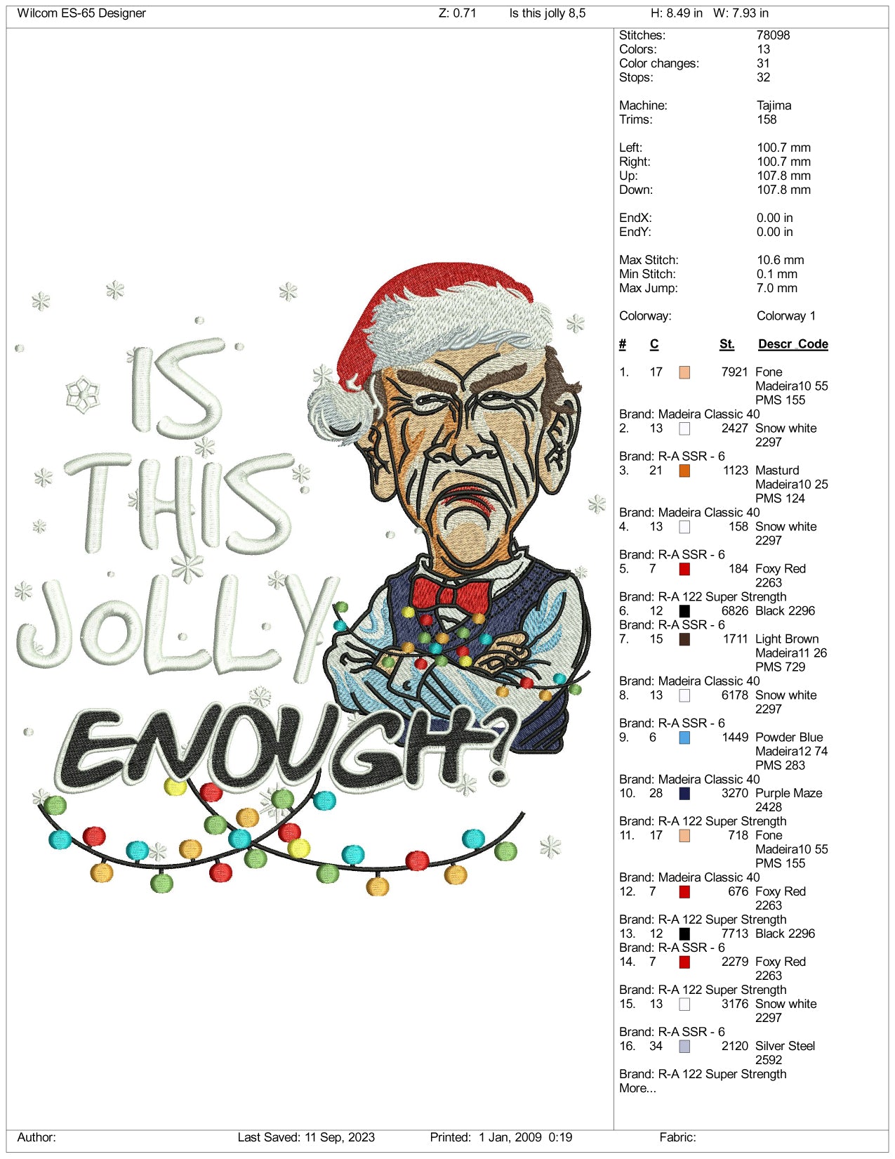 Estos son archivos de diseño de bordado alegres: 3 tamaños