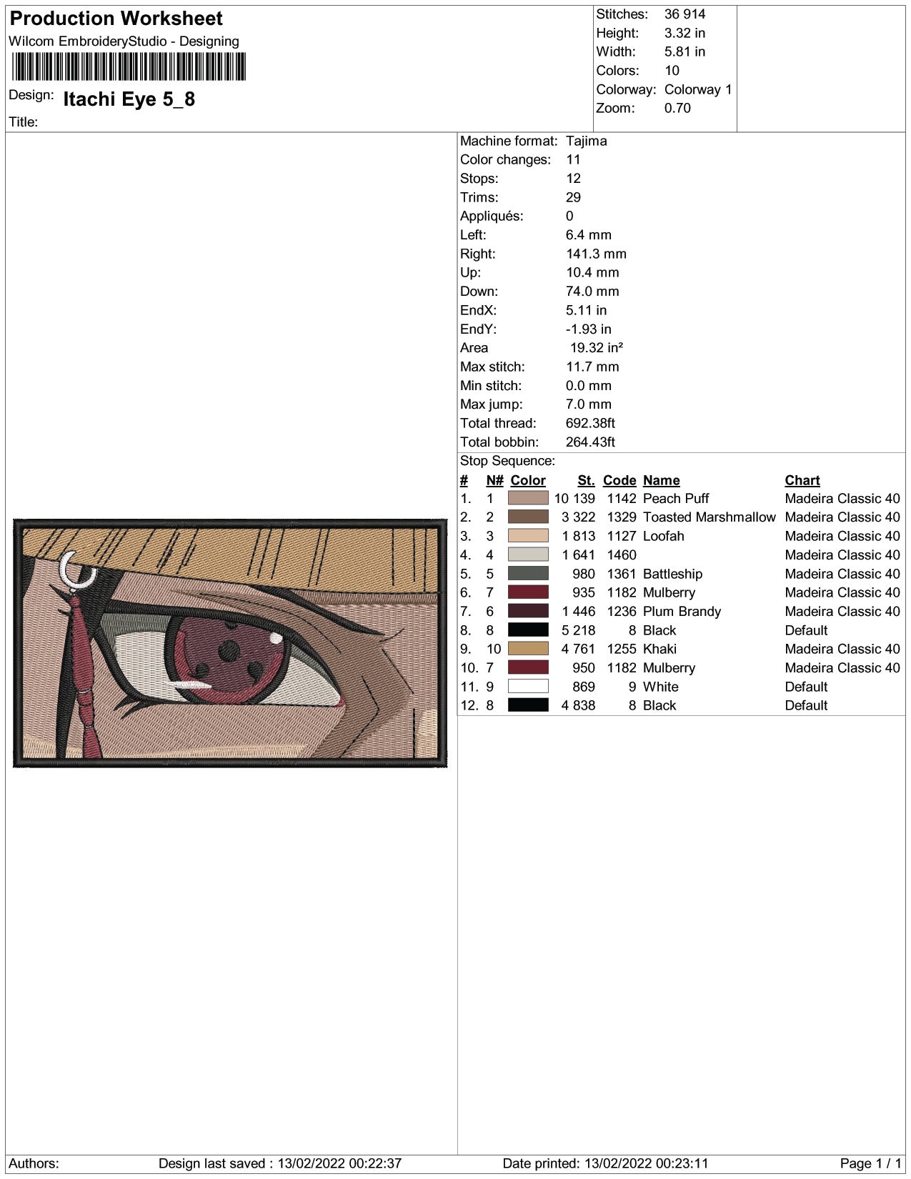 Itachi Uchiha Eyes v5 Embroidery Design Files - 3 Size's