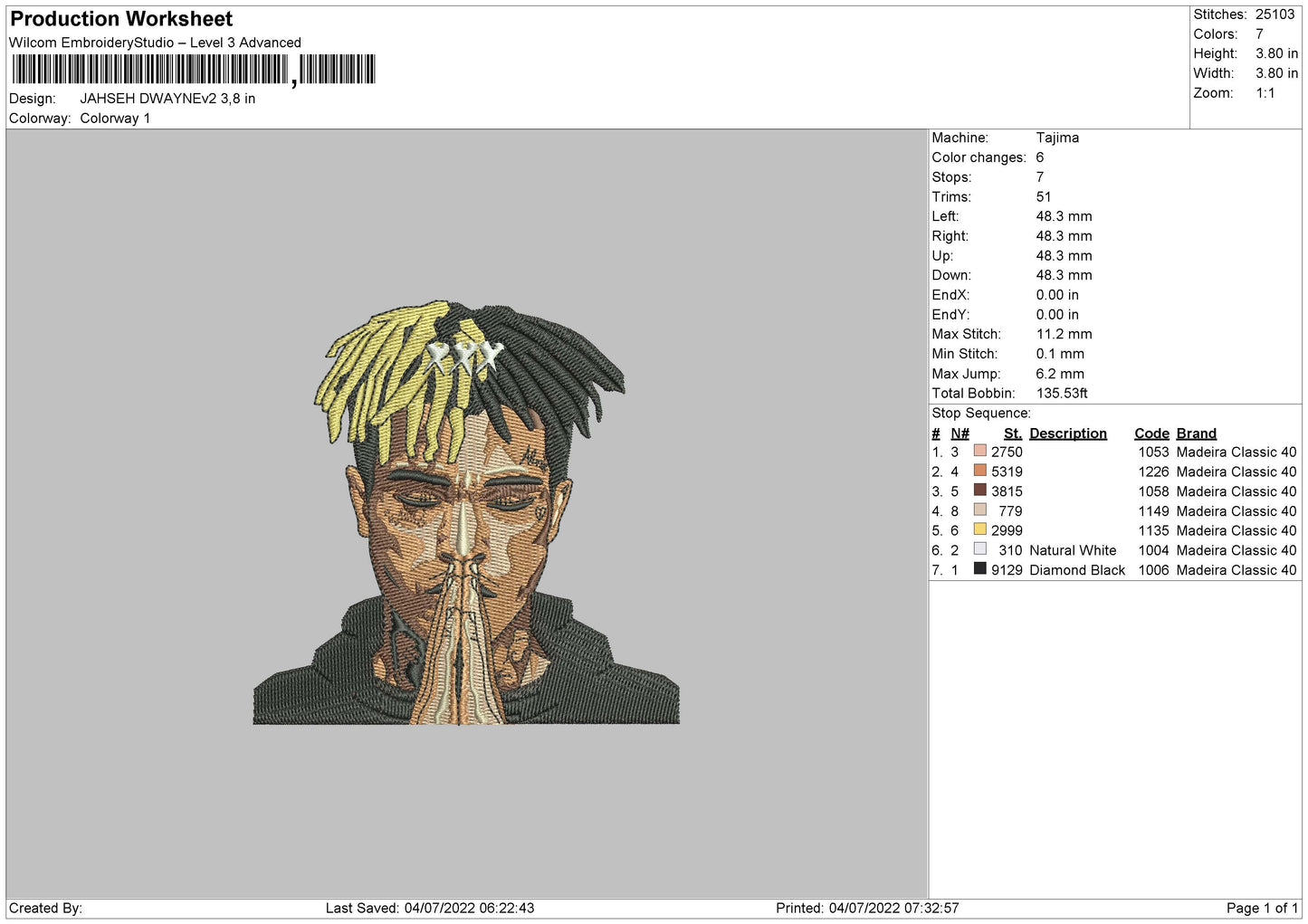 Jahseh Dwayne Embroidery Design Files - 4 Size's