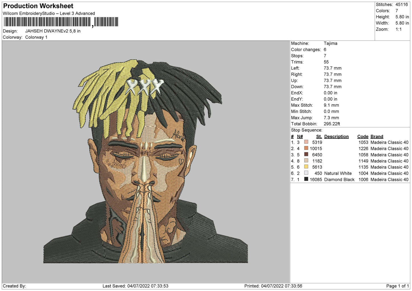 Jahseh Dwayne Embroidery Design Files - 4 Size's