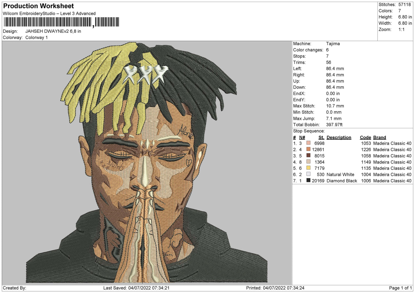 Jahseh Dwayne Embroidery Design Files - 4 Size's