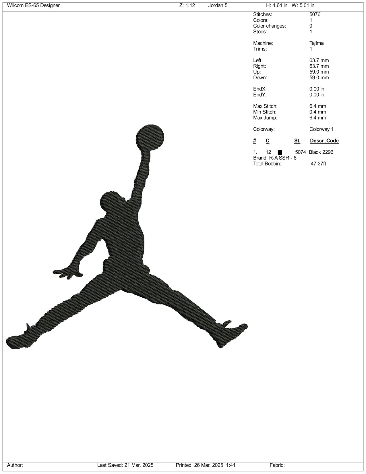 Michael Jordan Logo Embroidery Design Files - 3 Size's