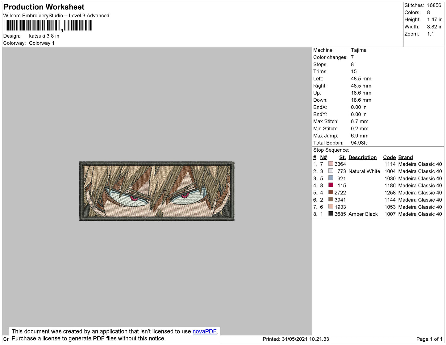 Katsuki Bakugo v4 Embroidery Design Files - 4 Size's
