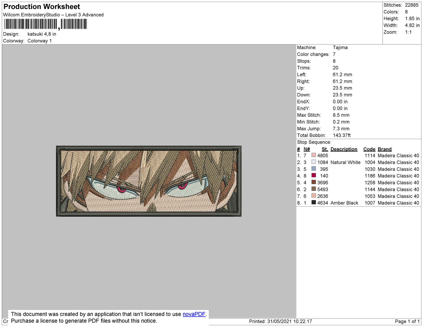 Katsuki Bakugo v4 Embroidery Design Files - 4 Size's