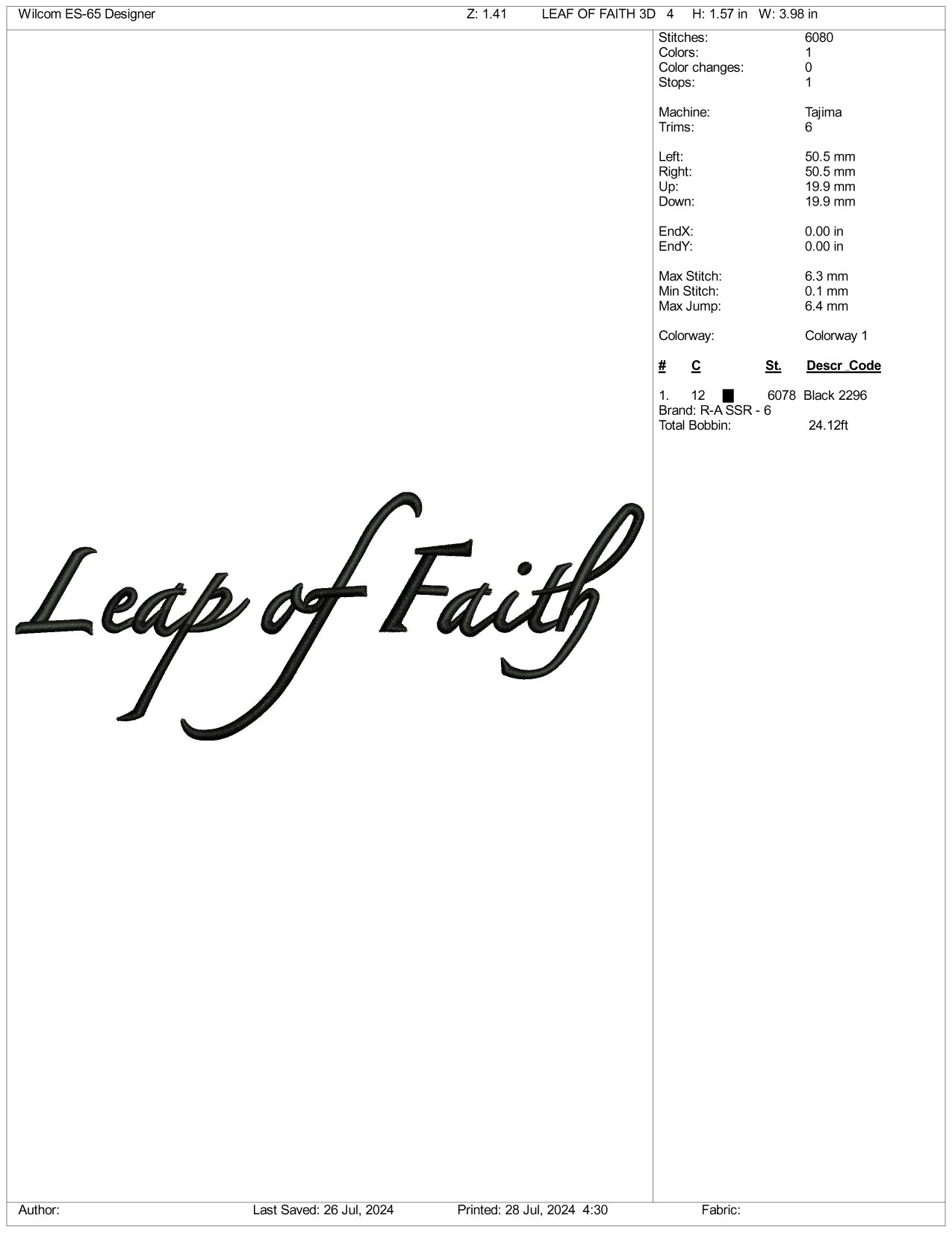 Archivos de bordado Leap The Faith - 3 tamaños