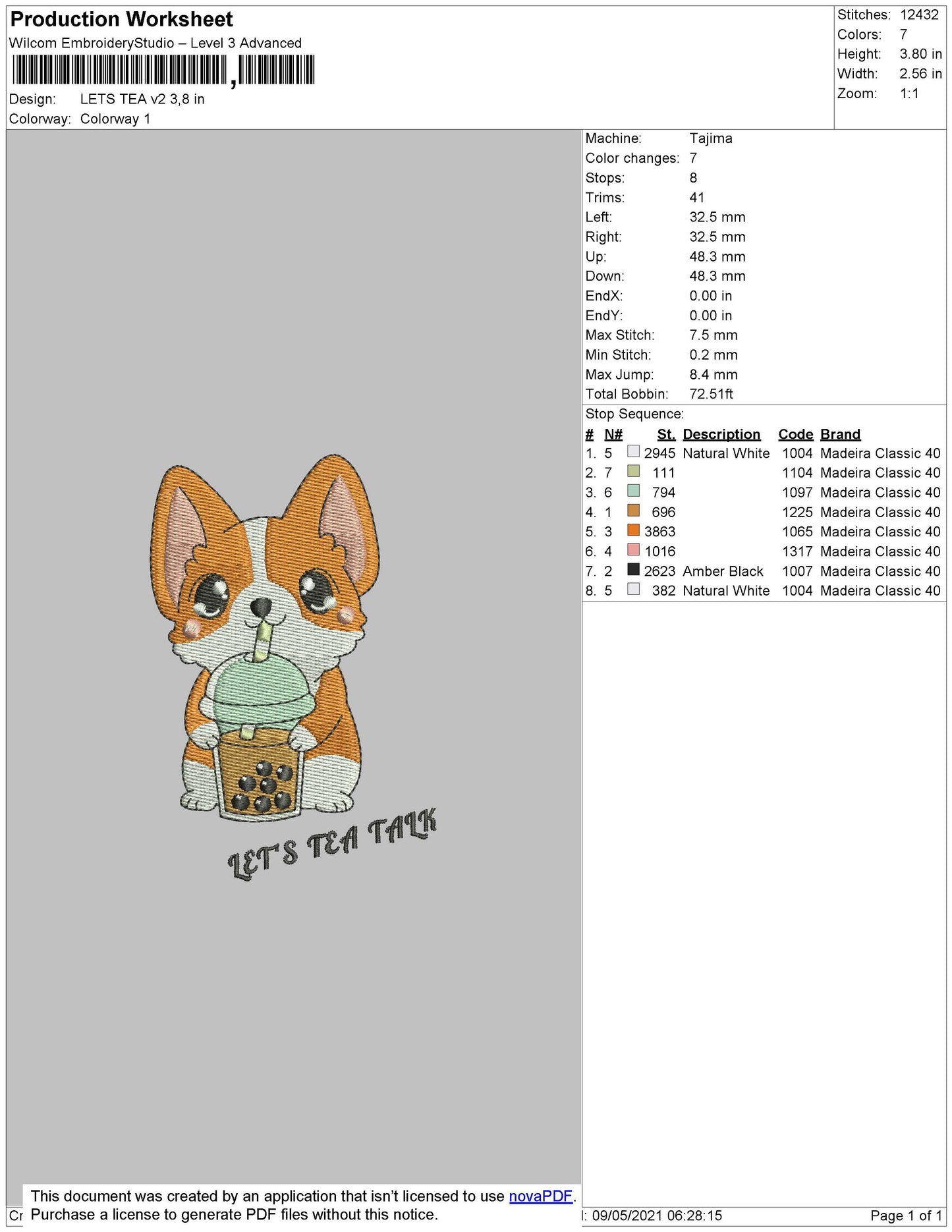 Lets Tea Embroidery Design Files - 4 Size's