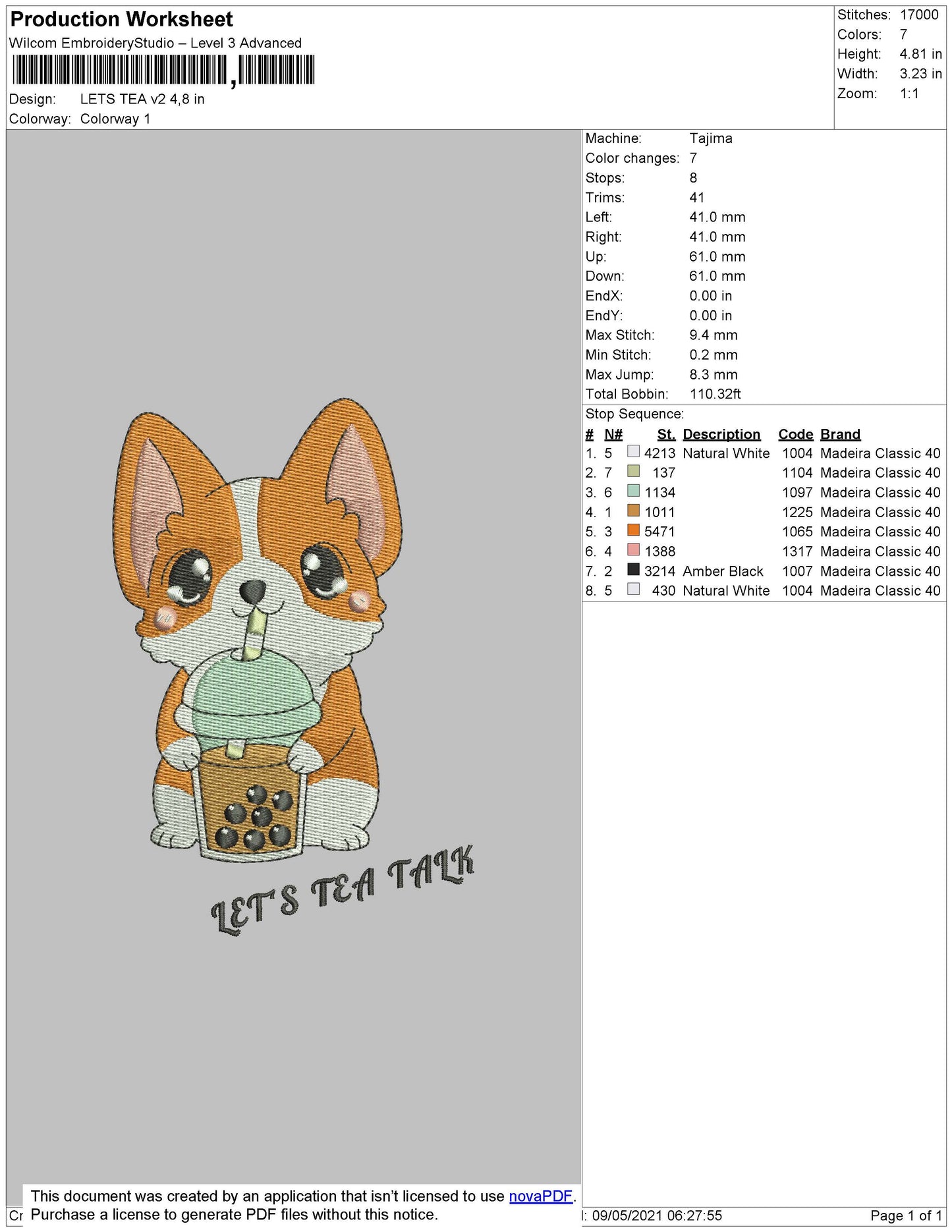 Lets Tea Embroidery Design Files - 4 Size's