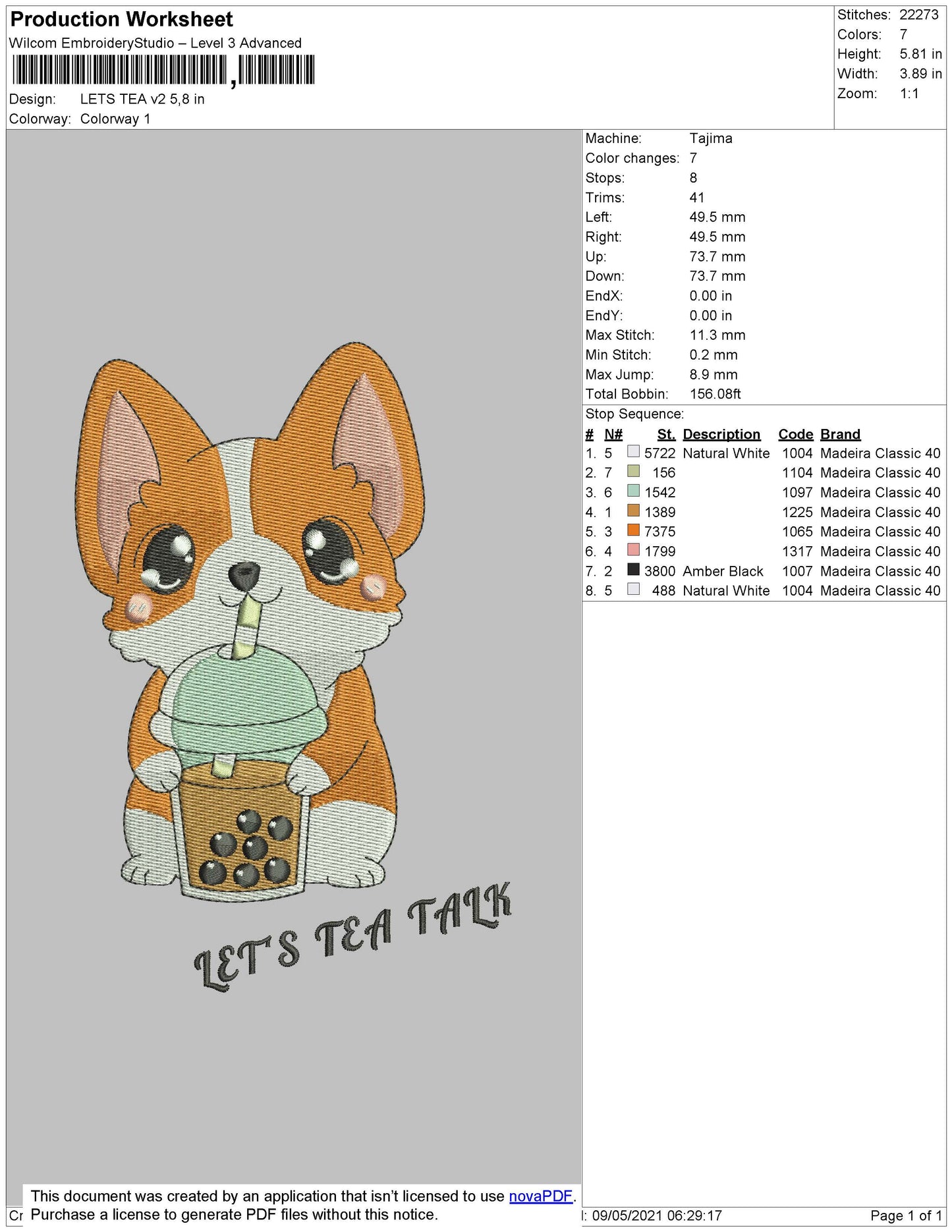 Lets Tea Embroidery Design Files - 4 Size's