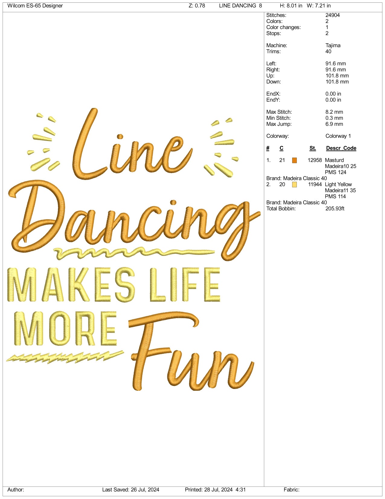 Line Dancing Makes Life More Fun Embroidery Files - 3 Size's
