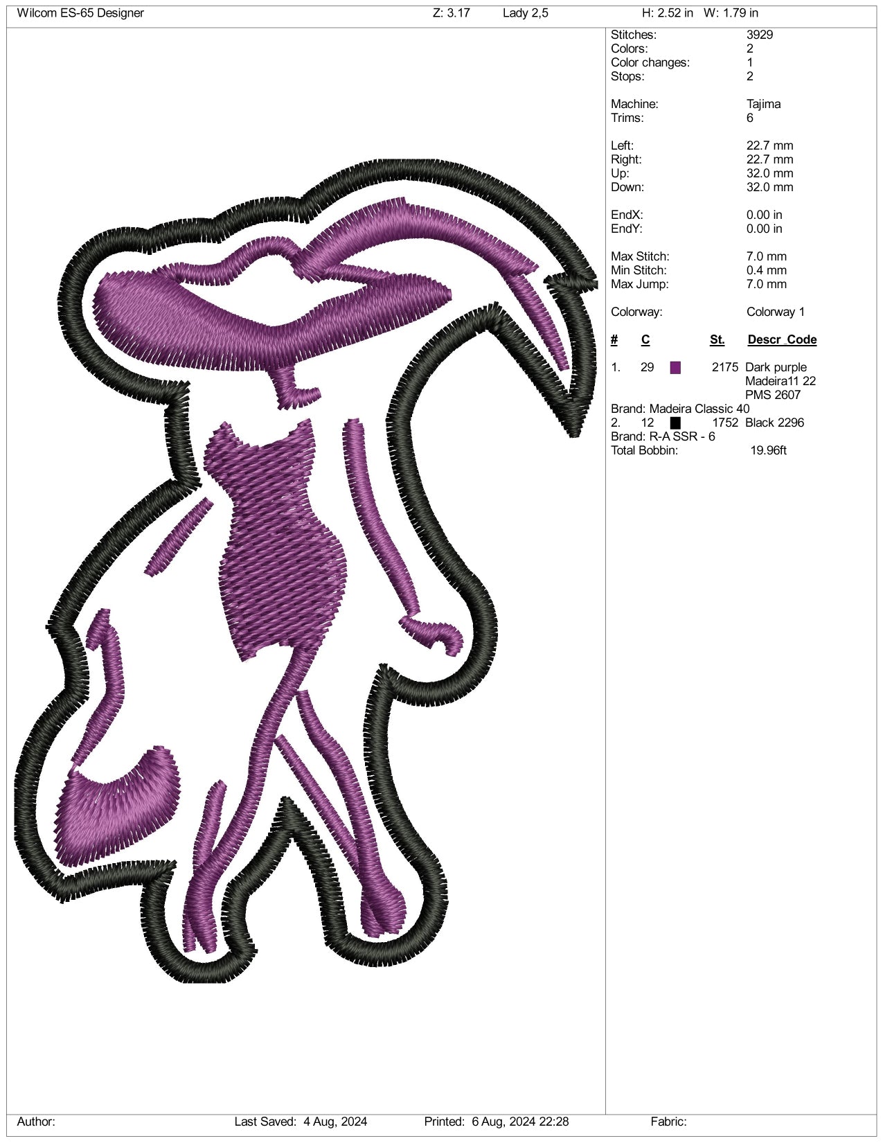 Lady Fashion Logo Embroidery Files - 3 Size's