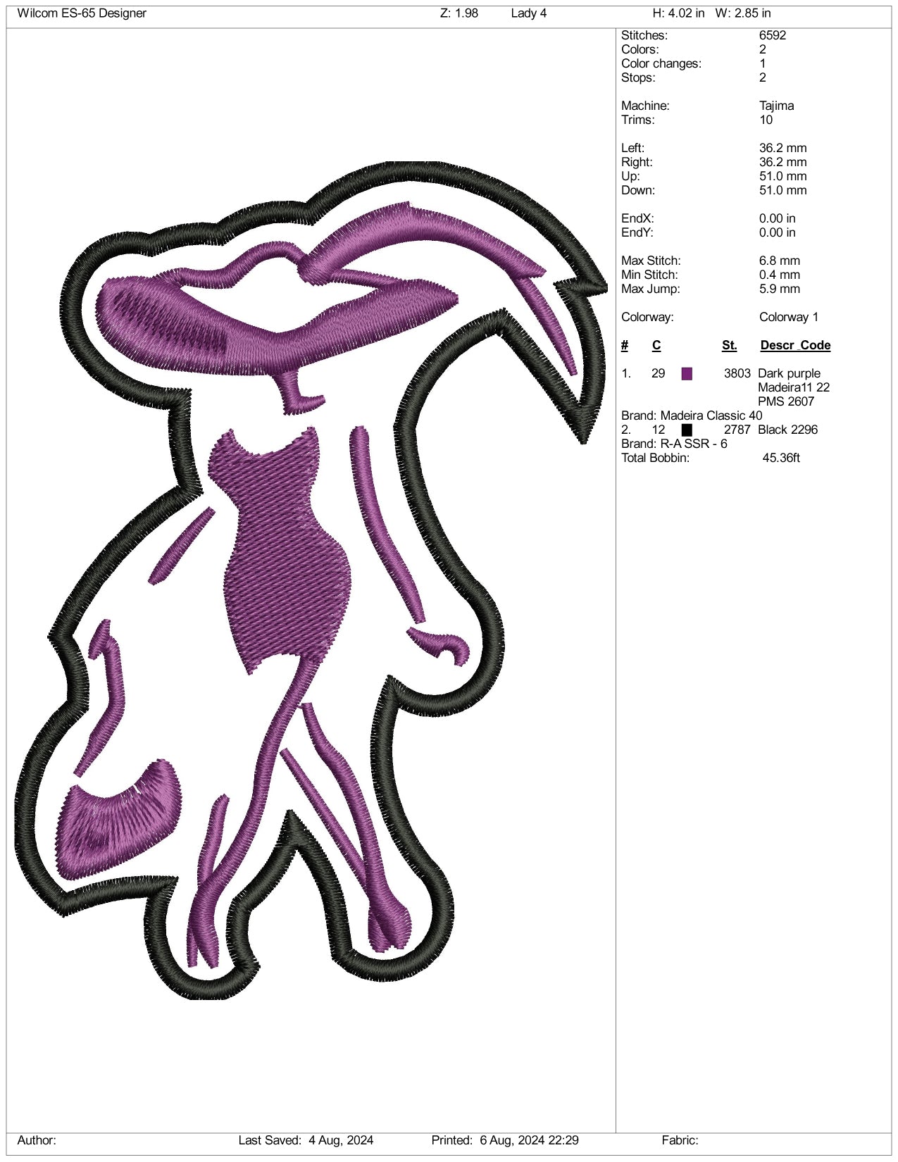 Lady Fashion Logo Embroidery Files - 3 Size's