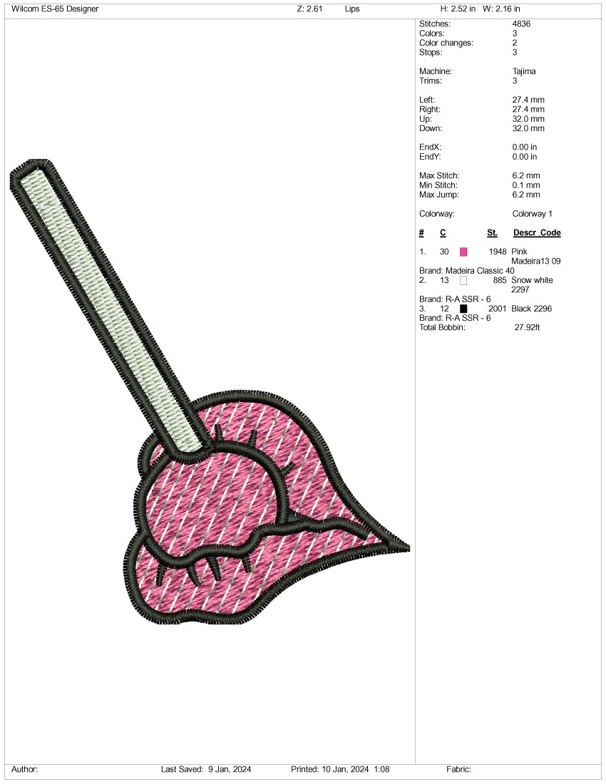 Archivos de diseño de bordado de labios sensuales - 3 tamaños