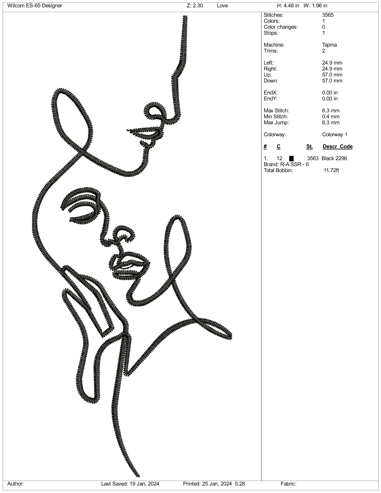Archivos de diseño de bordado Couple v4 - 3 tamaños