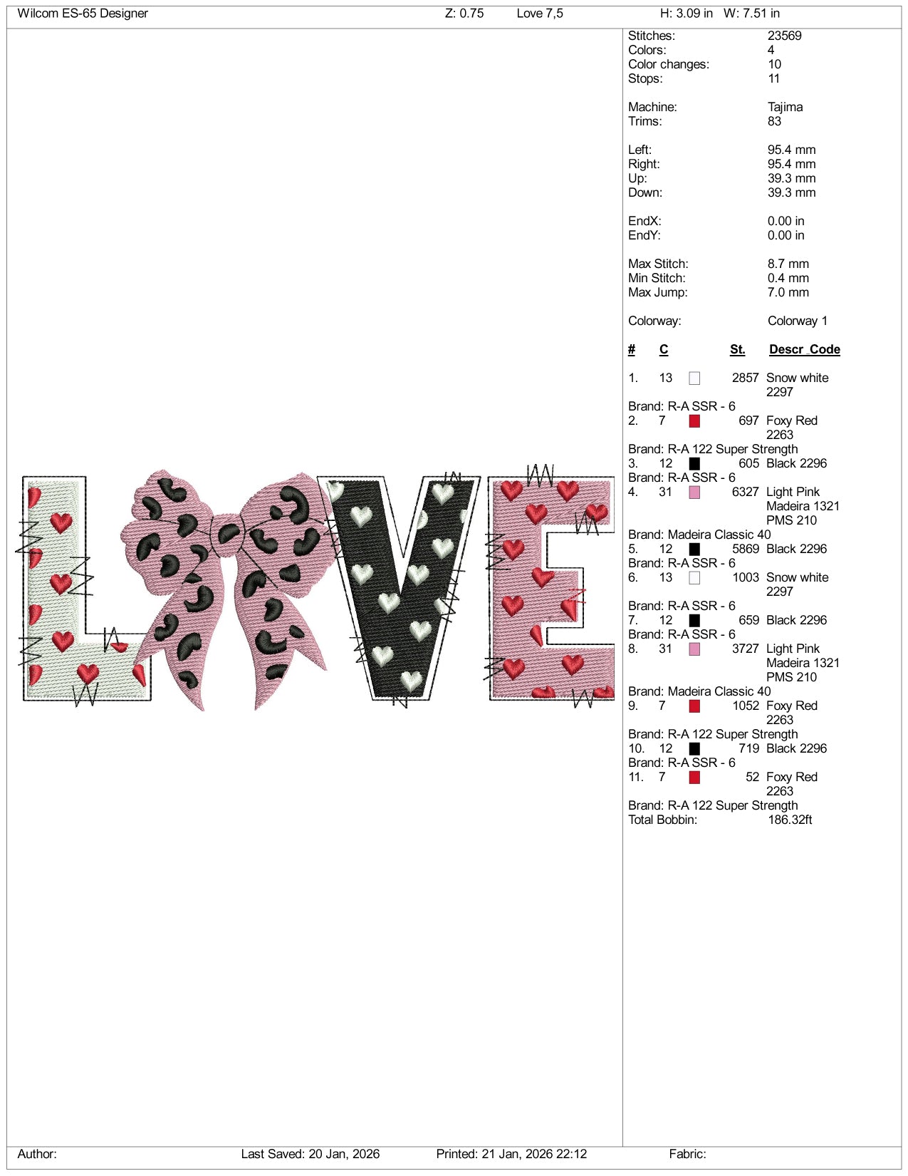 Love Ribbon Embroidery Design Files - 4 Size's