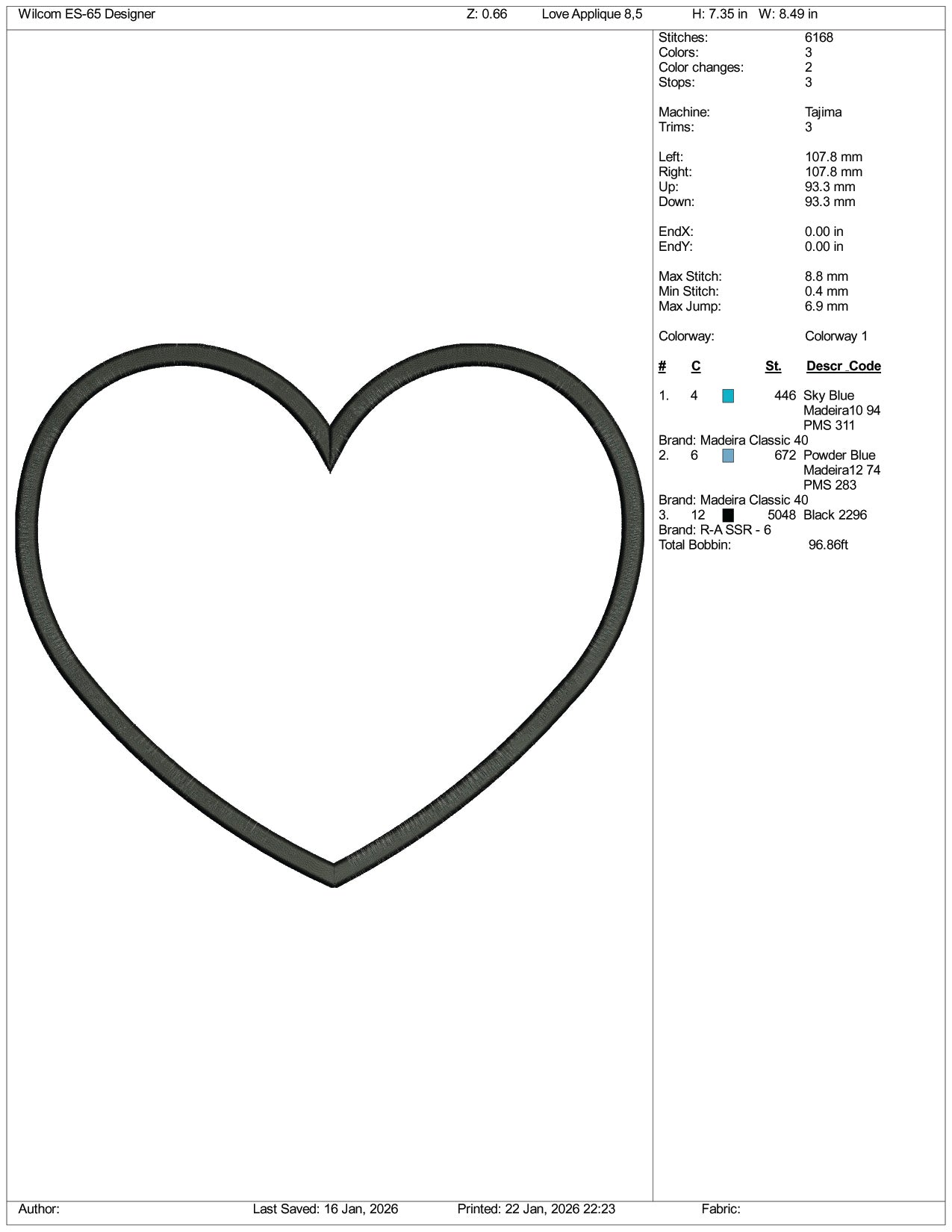 Heart Shape Embroidery Design Files - 5 Size's