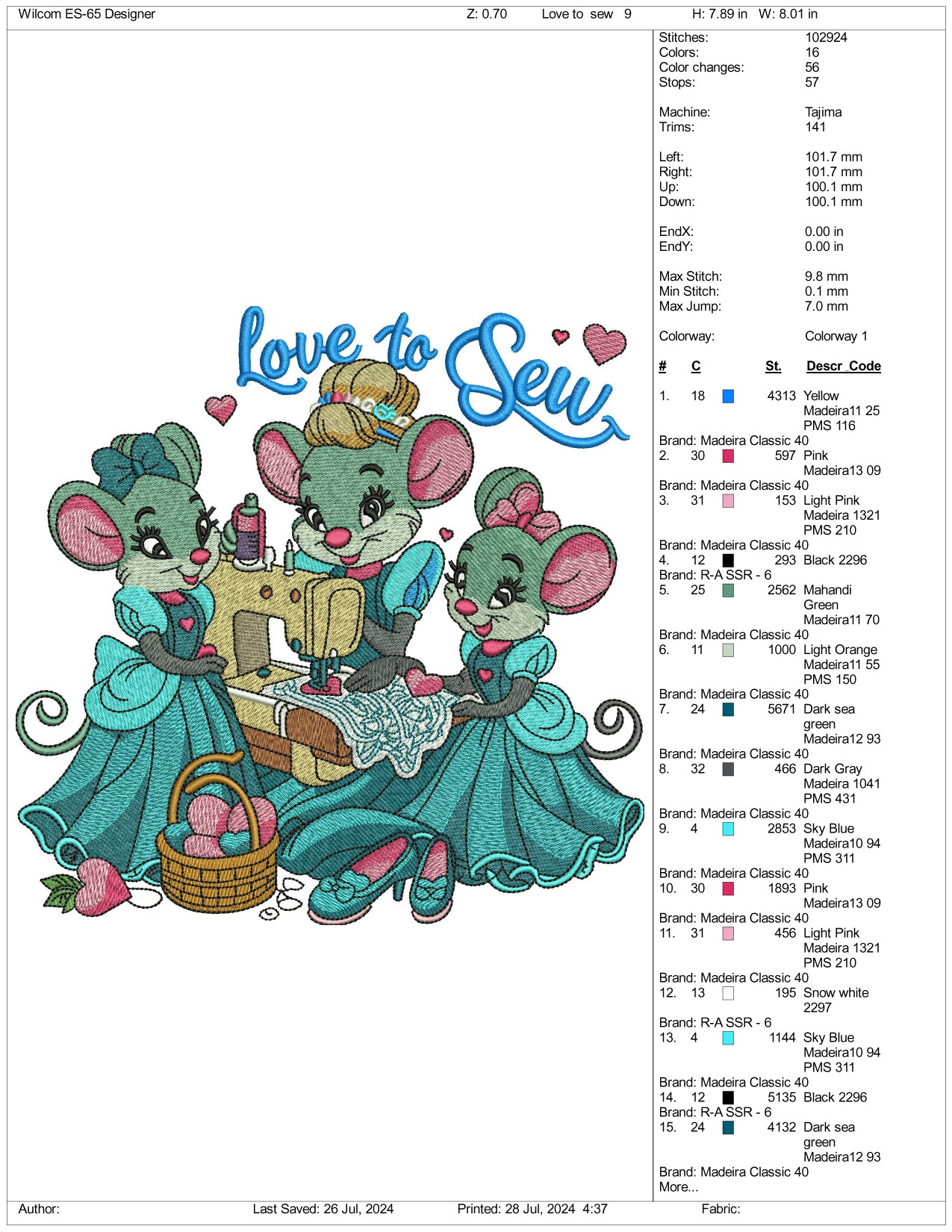 Love To SEW Embroidery Files - 3 Size's