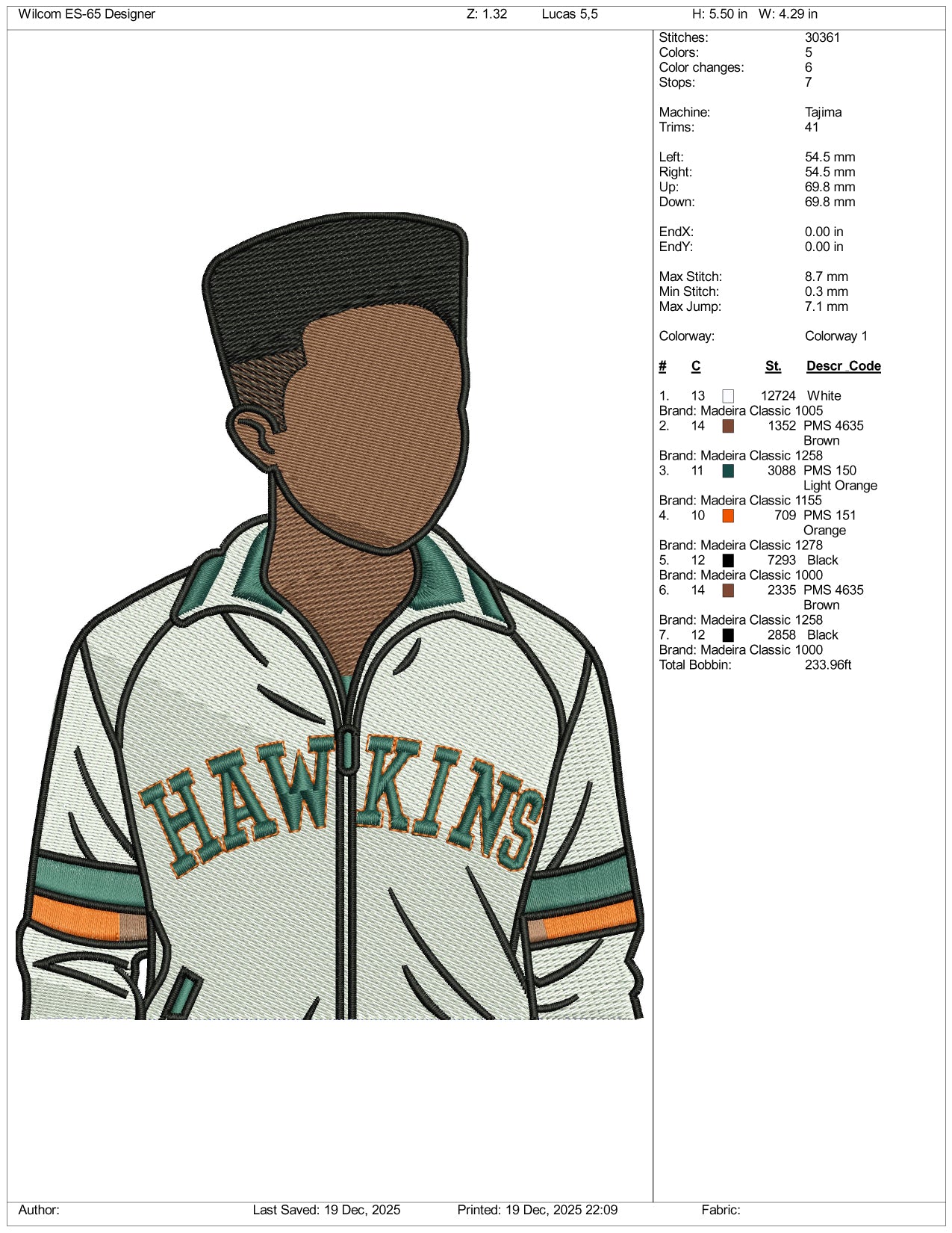 Lucas Sinclair Embroidery Design Files - 3 Size's