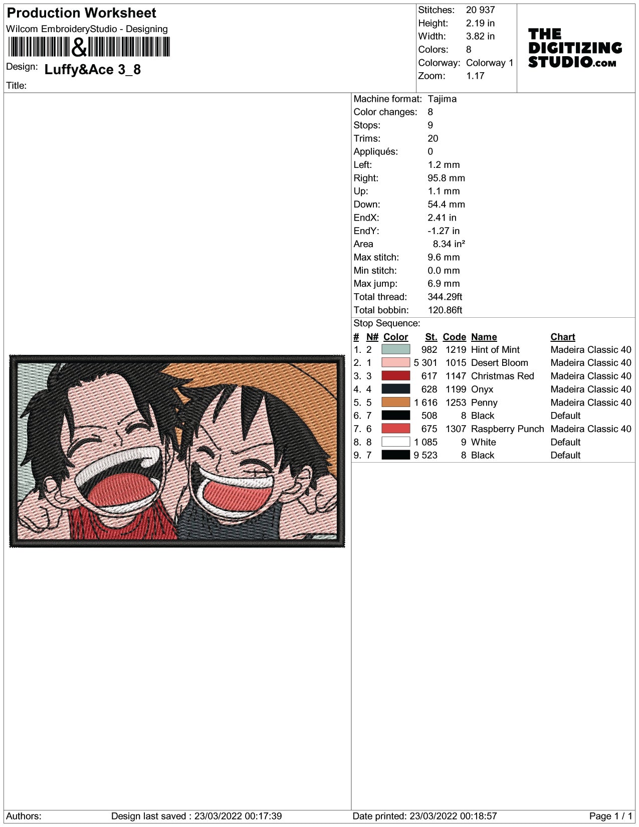 Luffy & Ace Embroidery Design Files - 3 Size's
