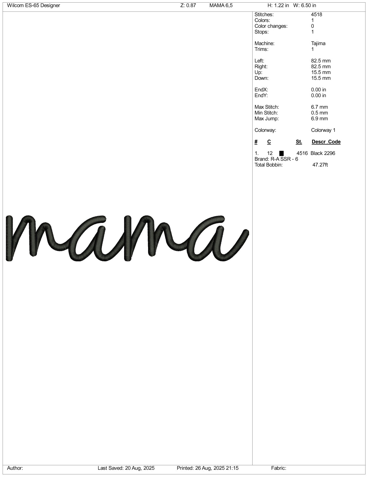 Mama v7 Embroidery Files - 3 Size's