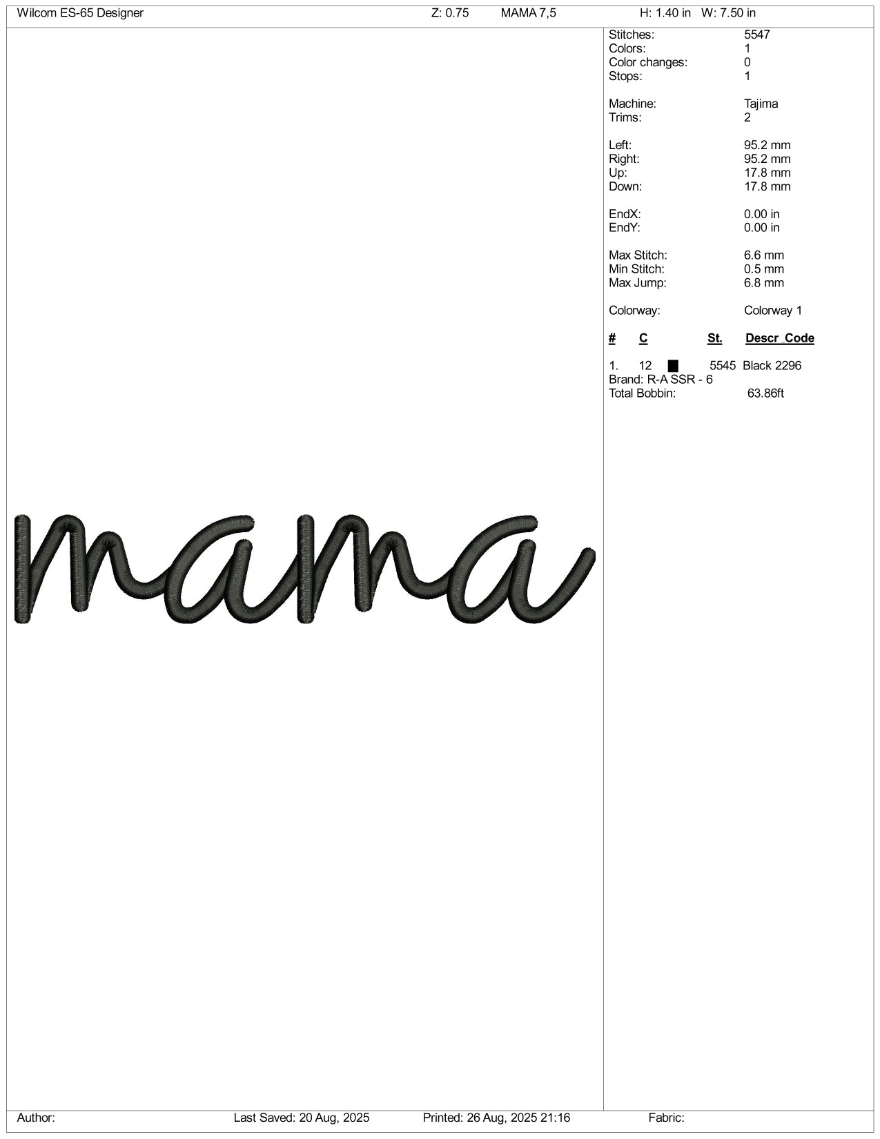 Mama v7 Embroidery Files - 3 Size's