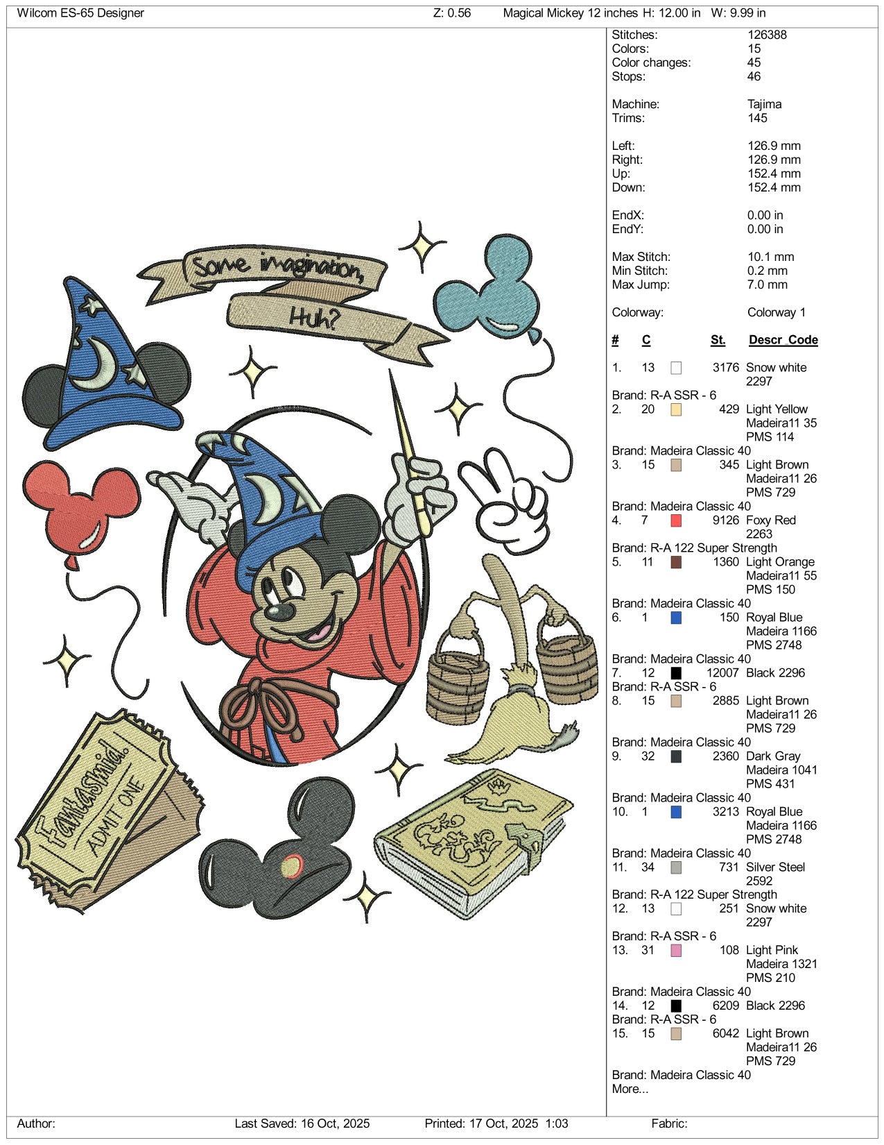 Mickey Mouse Some Imagination Huh Embroidery Design Files - 4 Size's