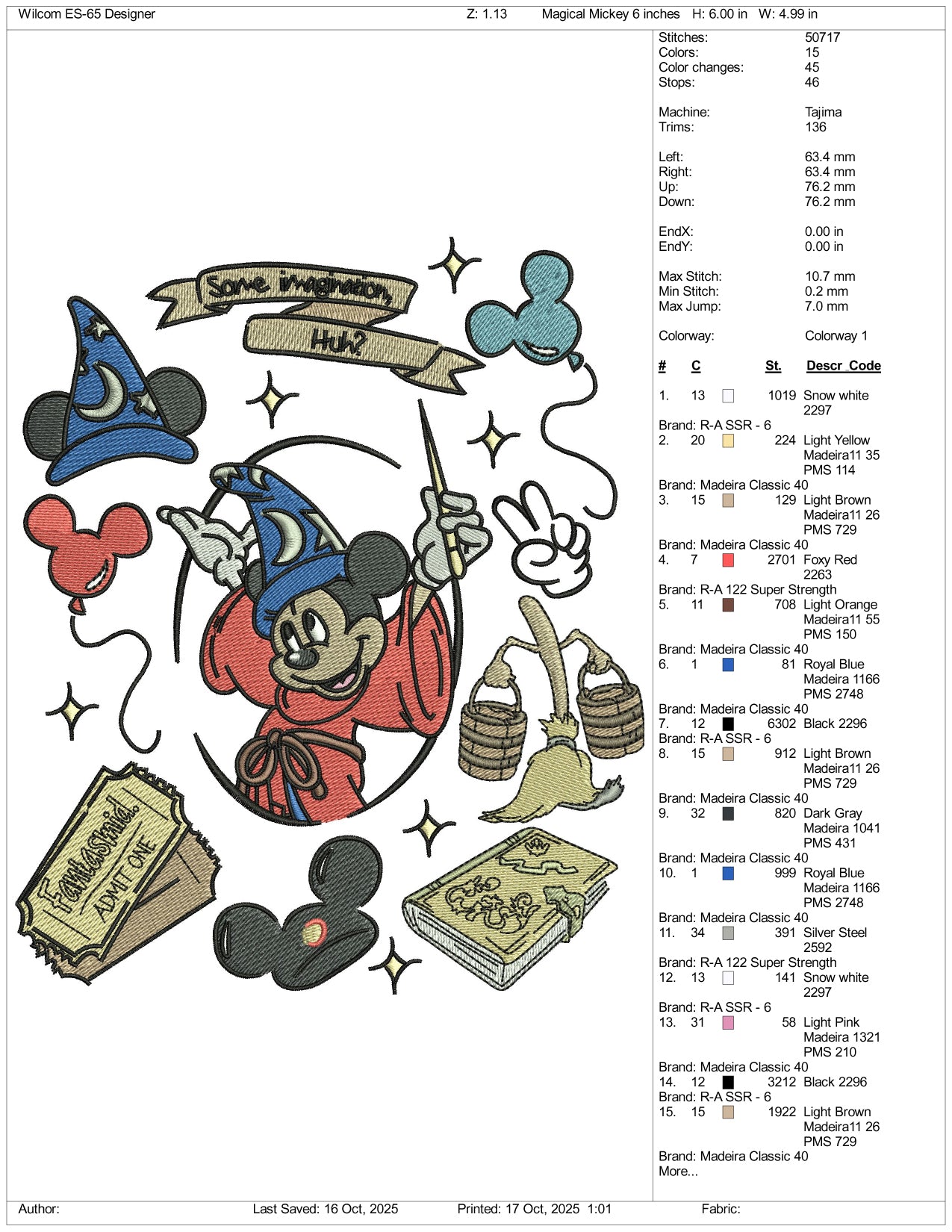 Mickey Mouse Some Imagination Huh Embroidery Design Files - 4 Size's