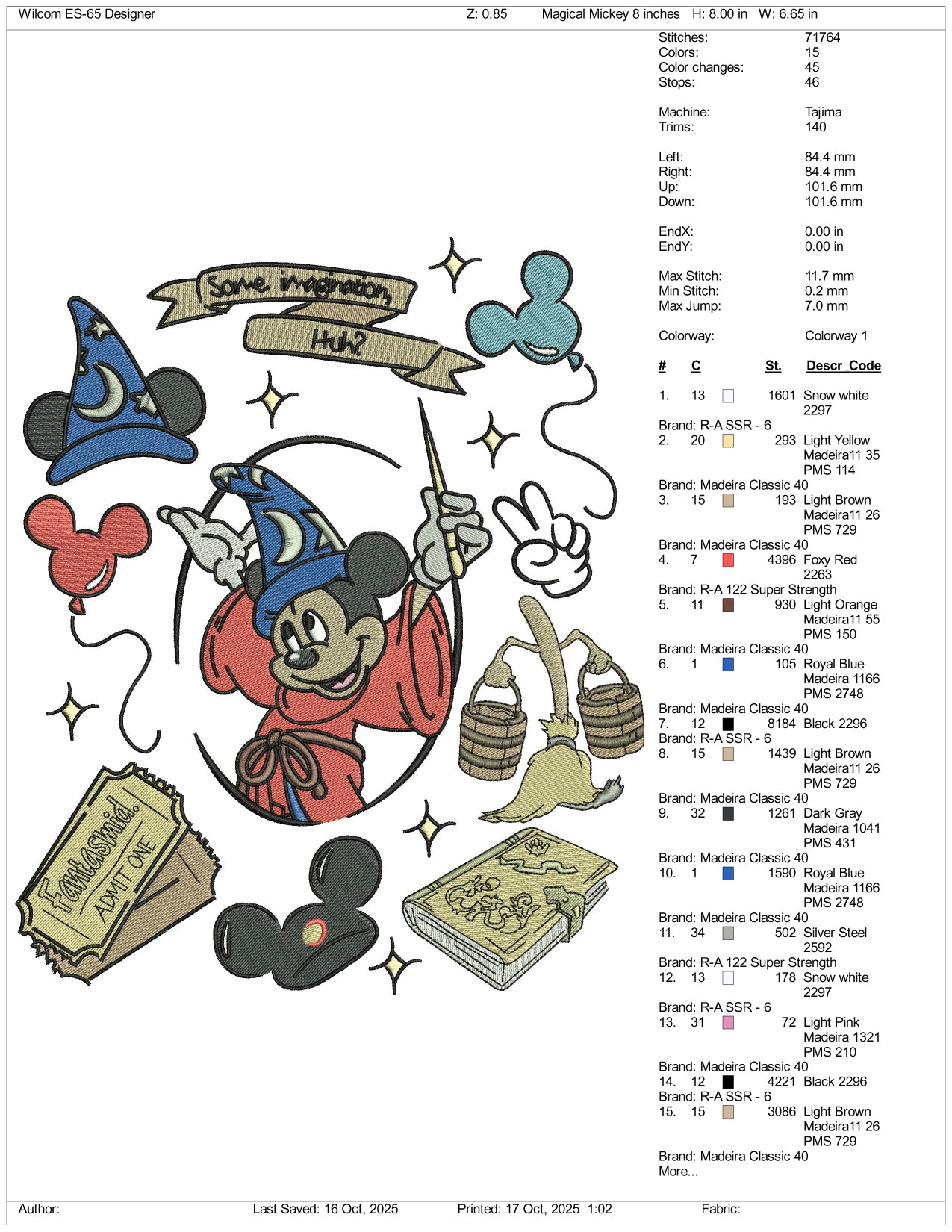Mickey Mouse Some Imagination Huh Embroidery Design Files - 4 Size's