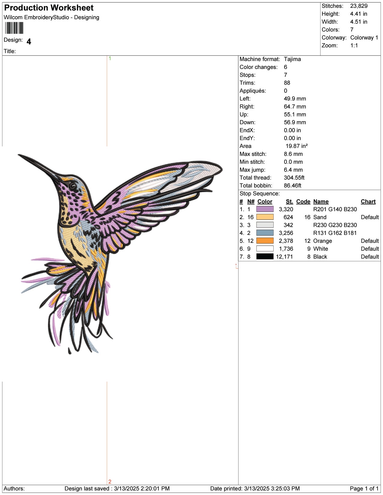 Majestic Hummingbird Embroidery Design Files - 9 Size's