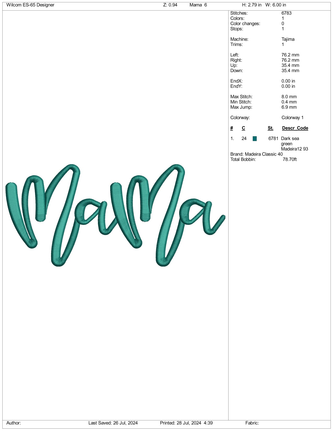 Mama v2 Embroidery Files - 3 Size's