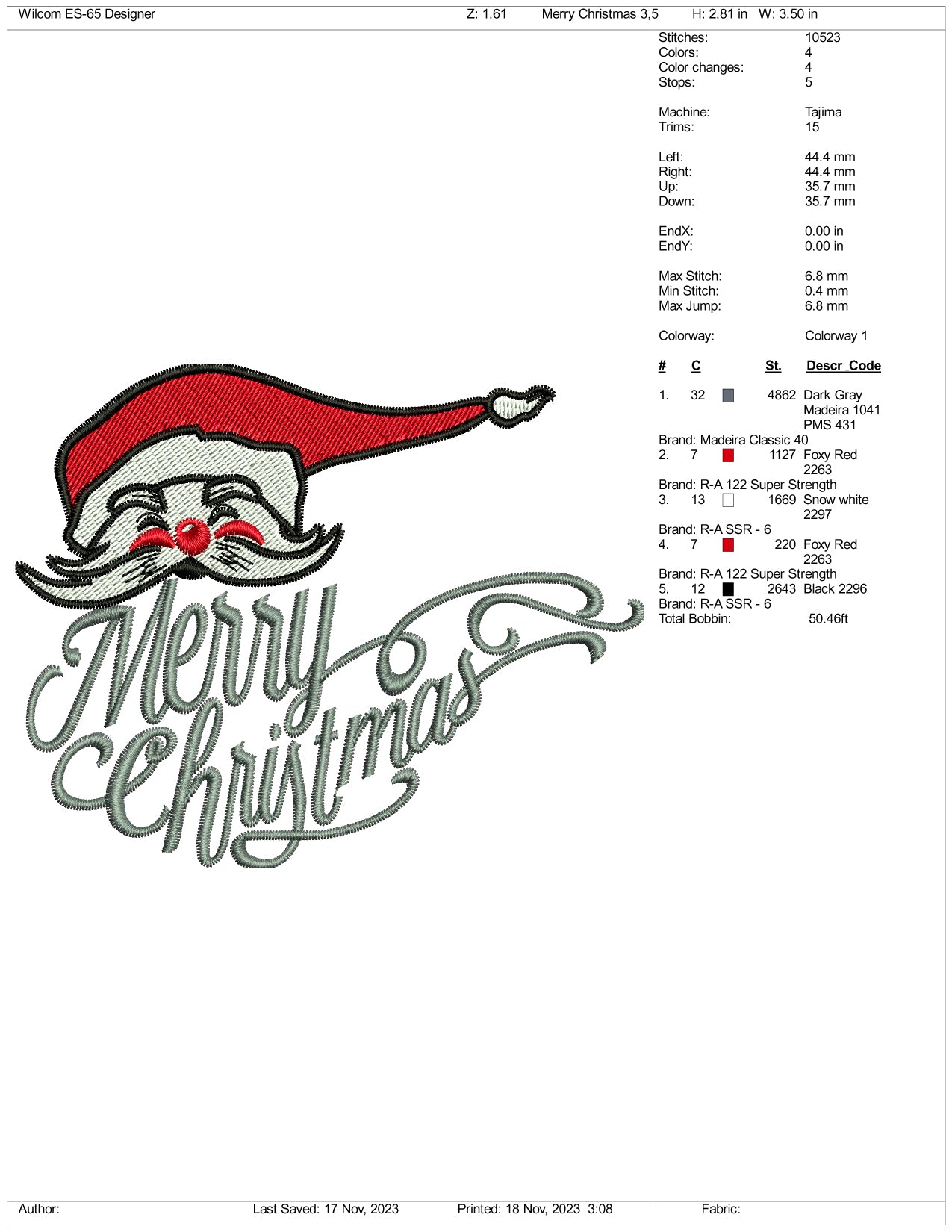 Archivos de diseño de bordado "Feliz Navidad v6" - 3 tamaños