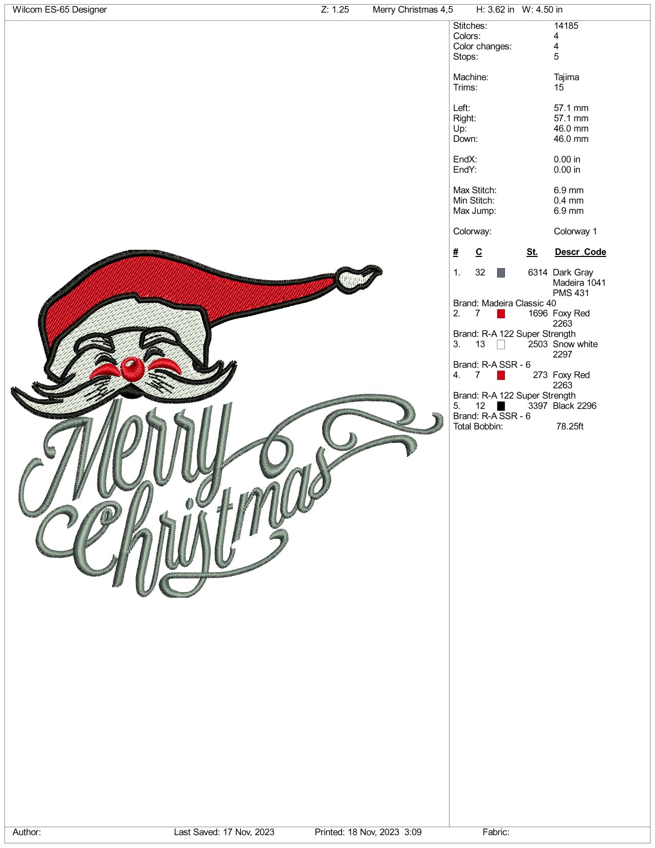 Archivos de diseño de bordado "Feliz Navidad v6" - 3 tamaños