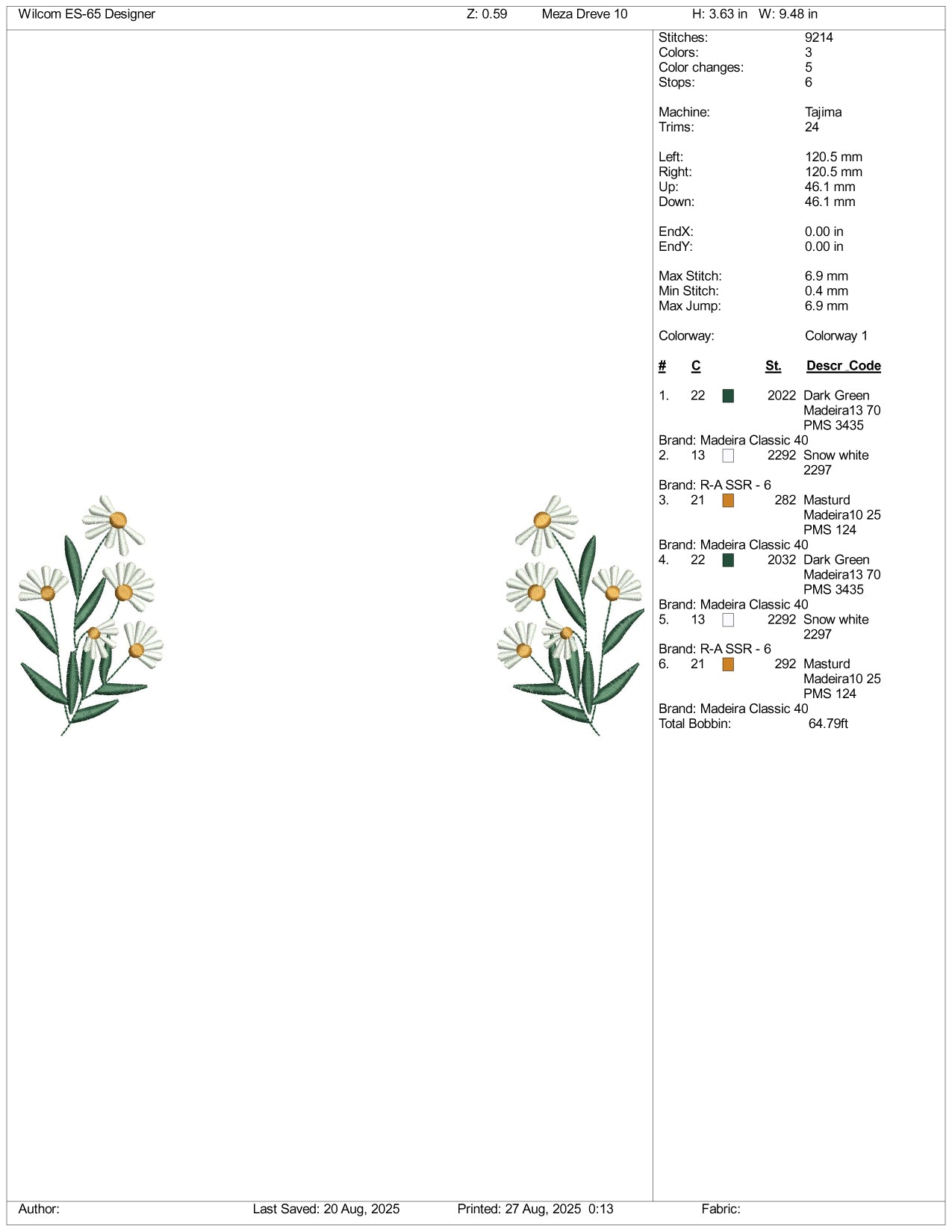 Lily Valley Embroidery Files - 3 Size's