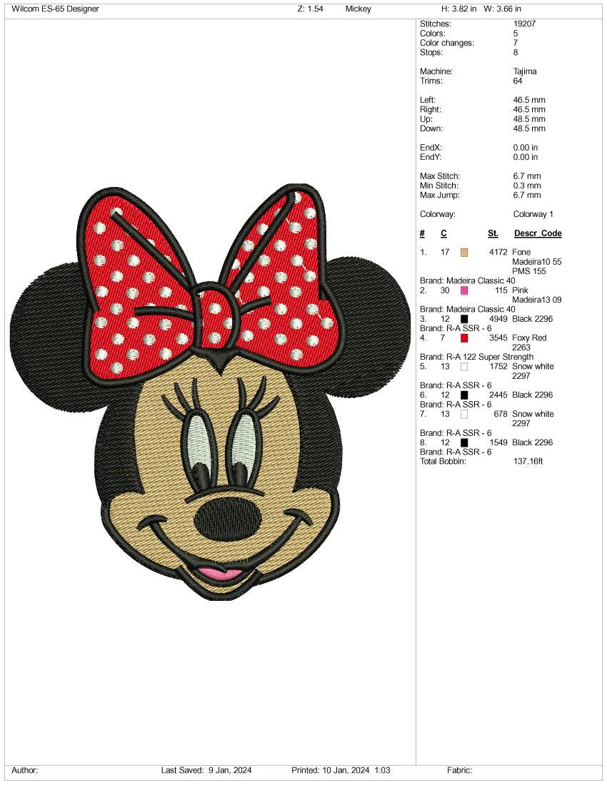 Mickey Minnie Embroidery Design Files - 3 Size's
