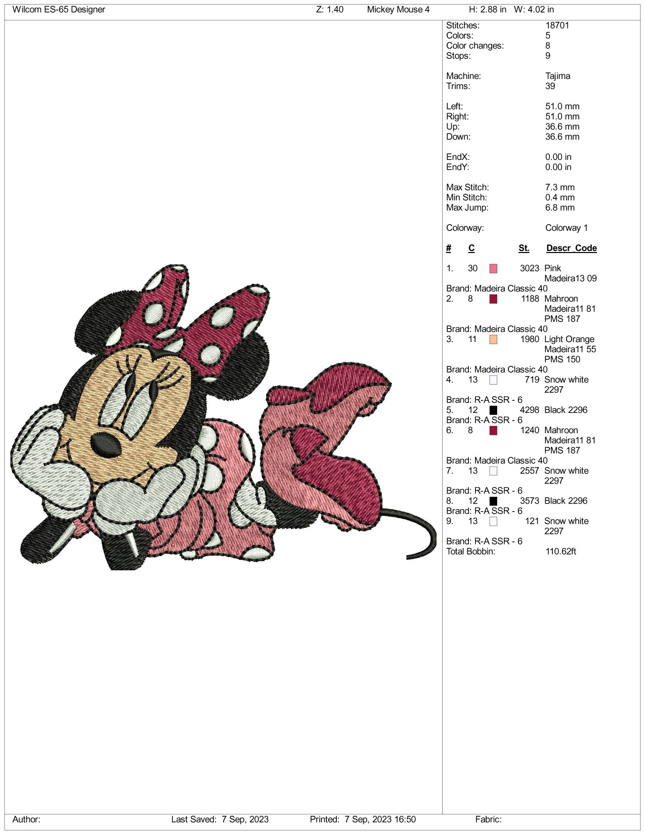 Archivos de diseño de bordado de Minnie Mouse - 4 tamaños