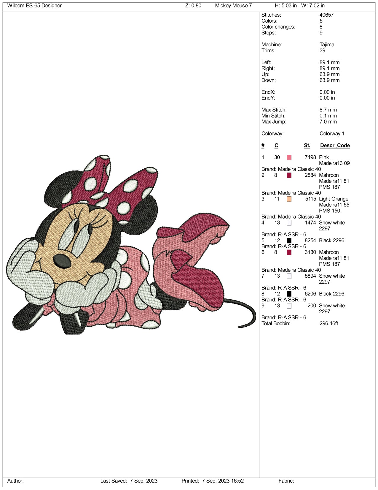 Archivos de diseño de bordado de Minnie Mouse - 4 tamaños