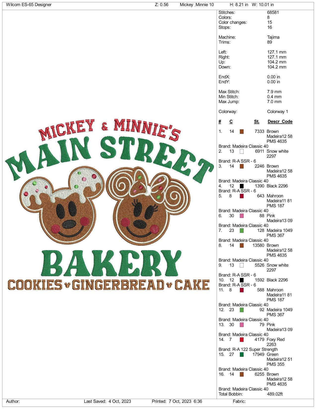 Mickey & Minnie Bakery Embroidery Design Files