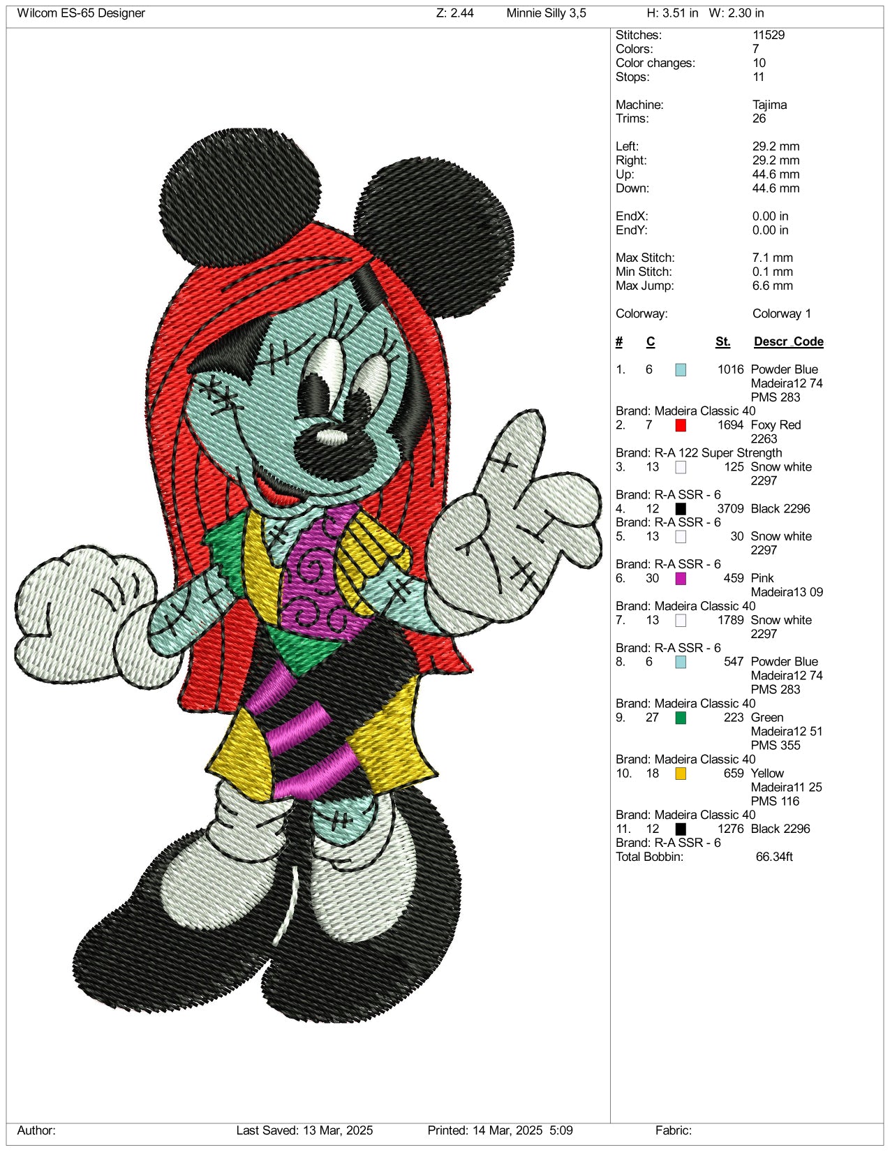 Minnie Mouse Cosplay Silly Embroidery Files - 3 Size's