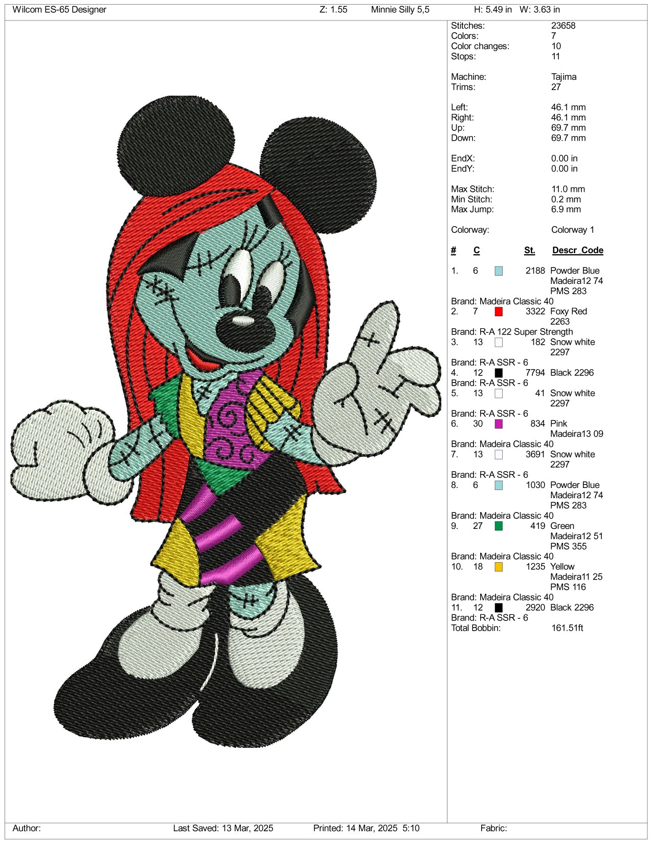 Minnie Mouse Cosplay Silly Embroidery Files - 3 Size's