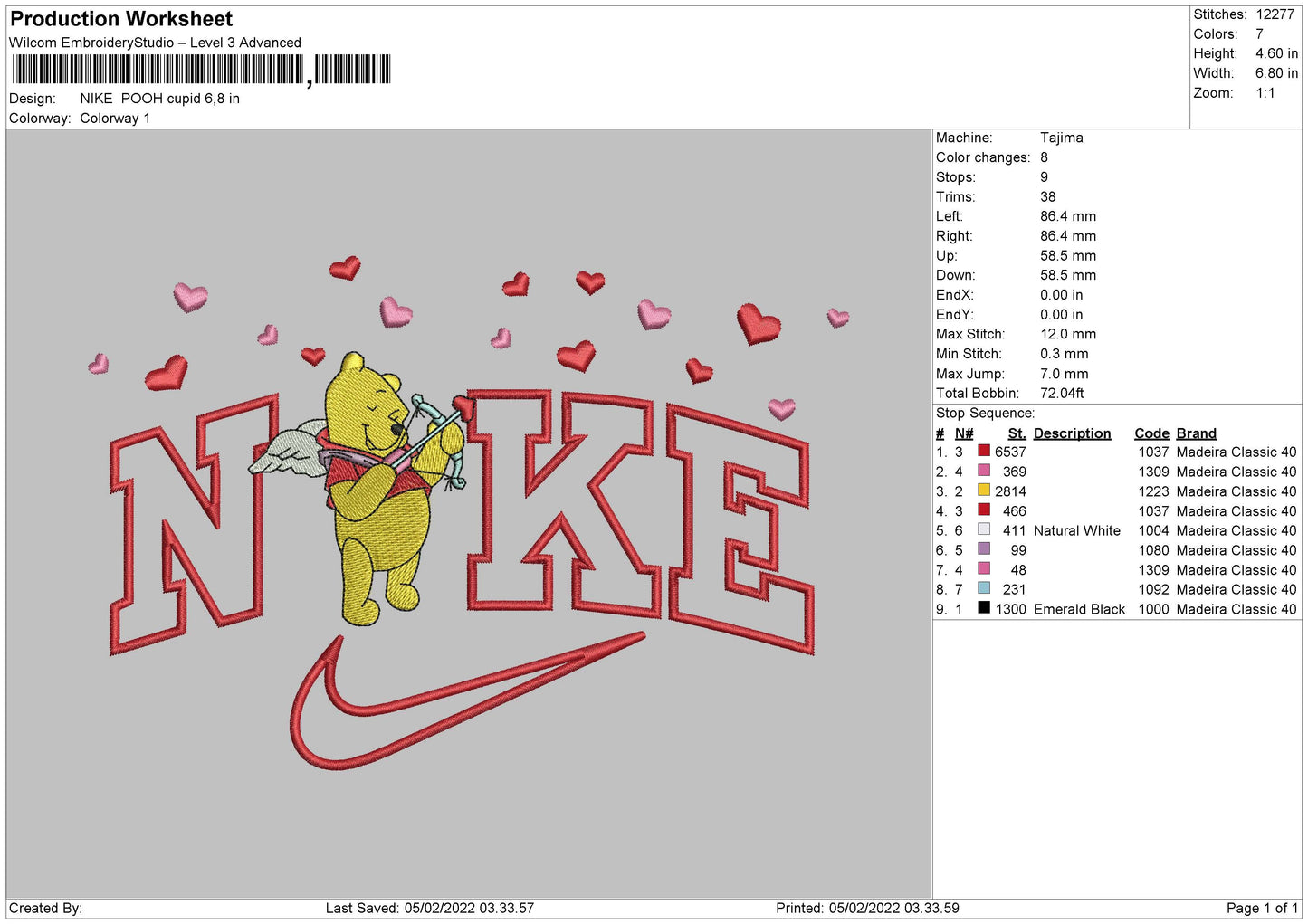 Nike Pooh v3 Embroidery Design Files - 4 Size's