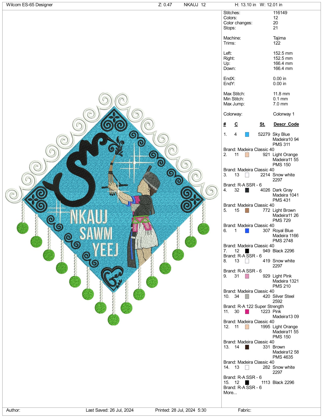 NKAUJ SWM YEEJ Embroidery Files - 3 Size's